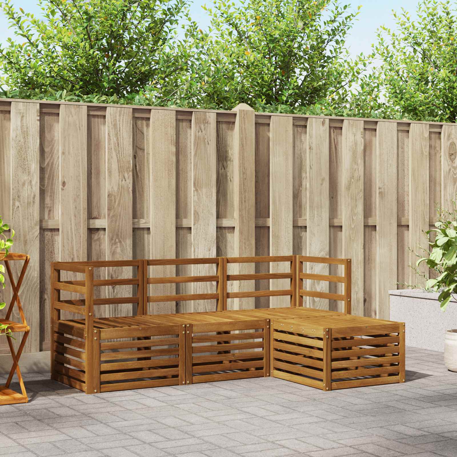 Outdoor-Sofagarnitur 4 stk. Natur