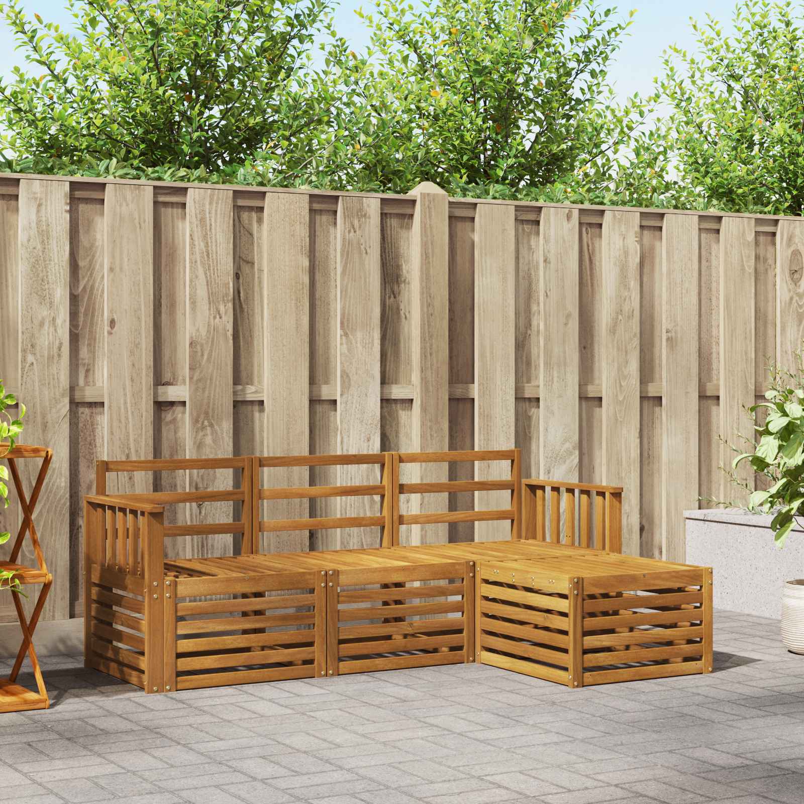 Outdoor-Sofagarnitur 4 stk. Natur