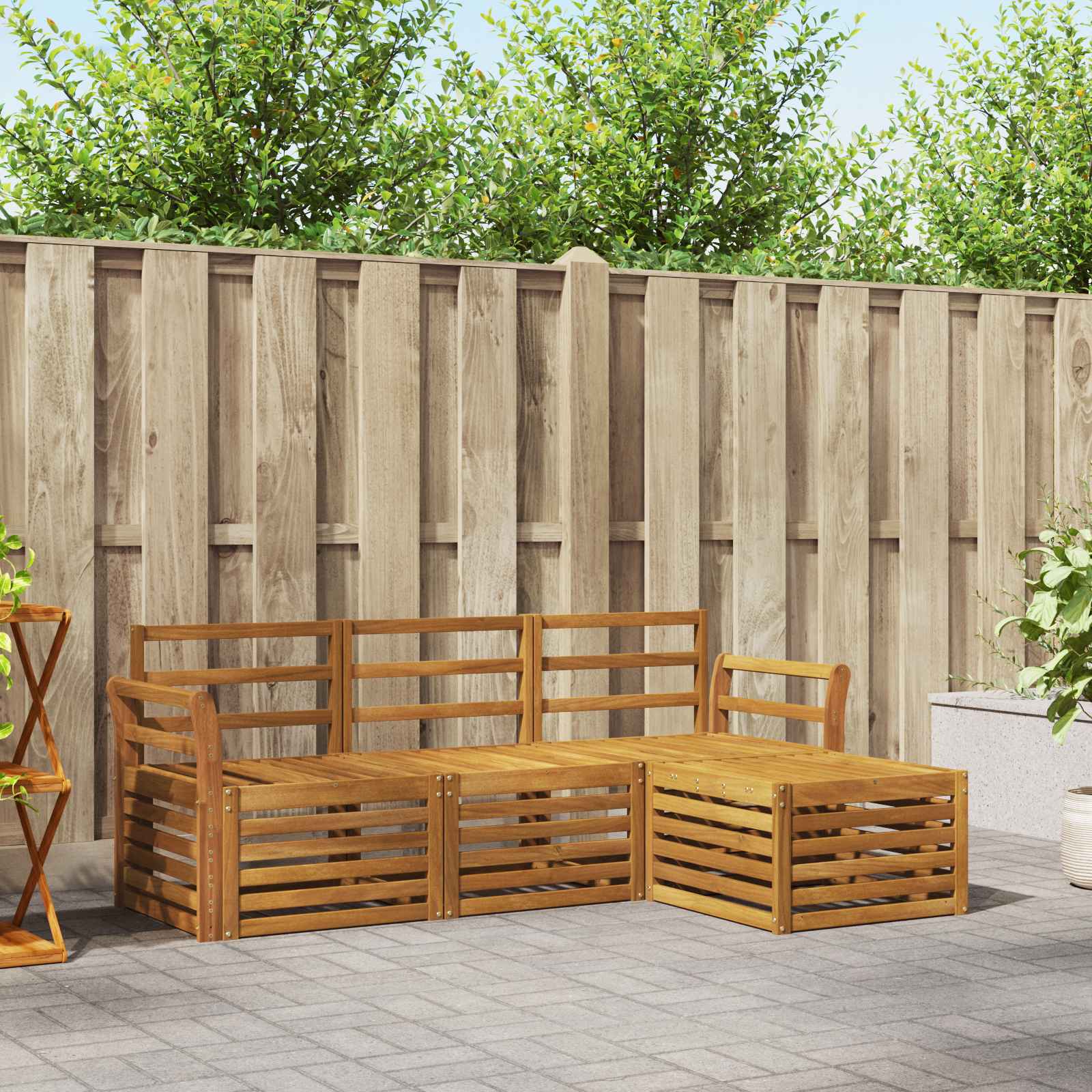 Outdoor-Sofagarnitur 4 stk. Natur