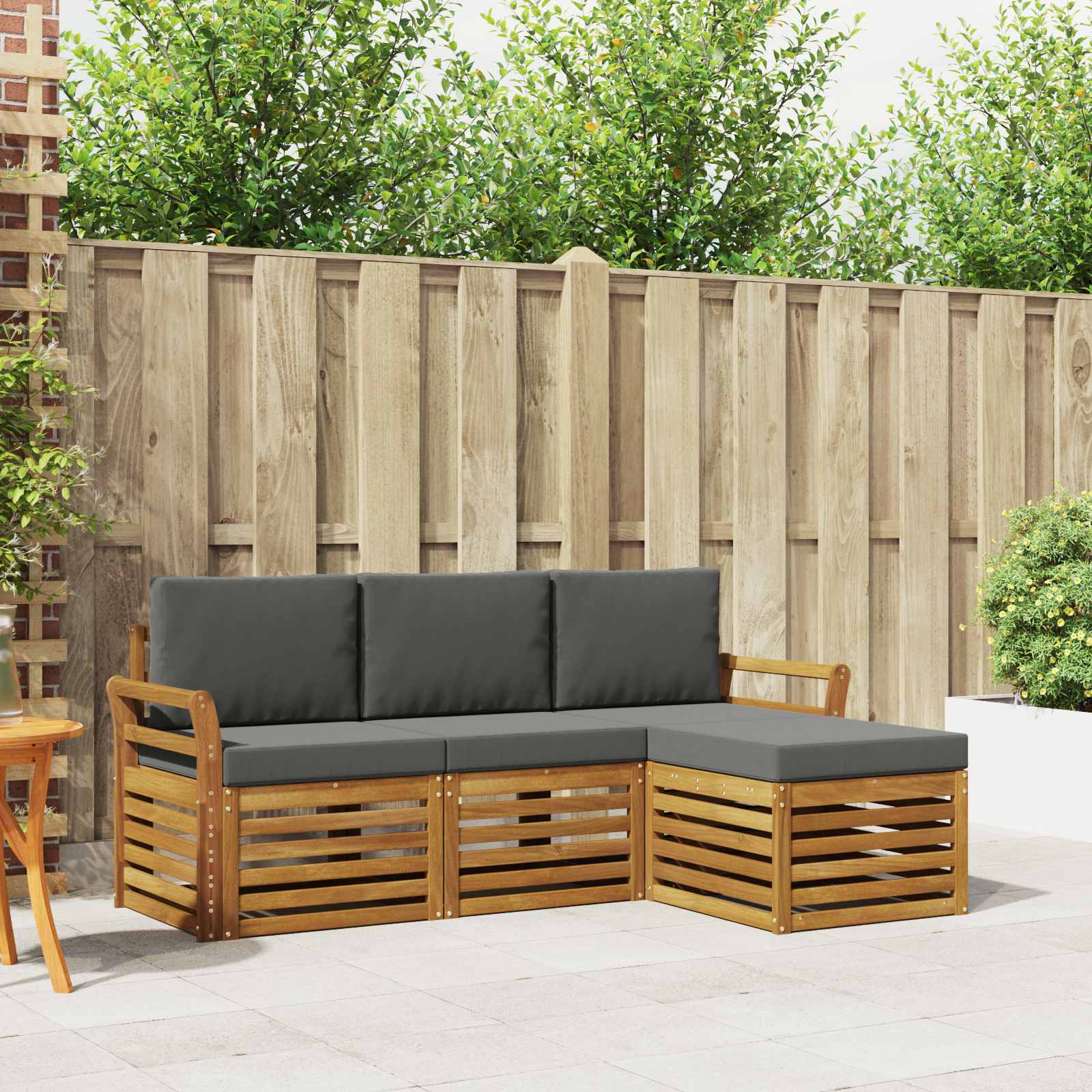 Outdoor-Sofagarnitur 4 stk. Natur und Anthrazit