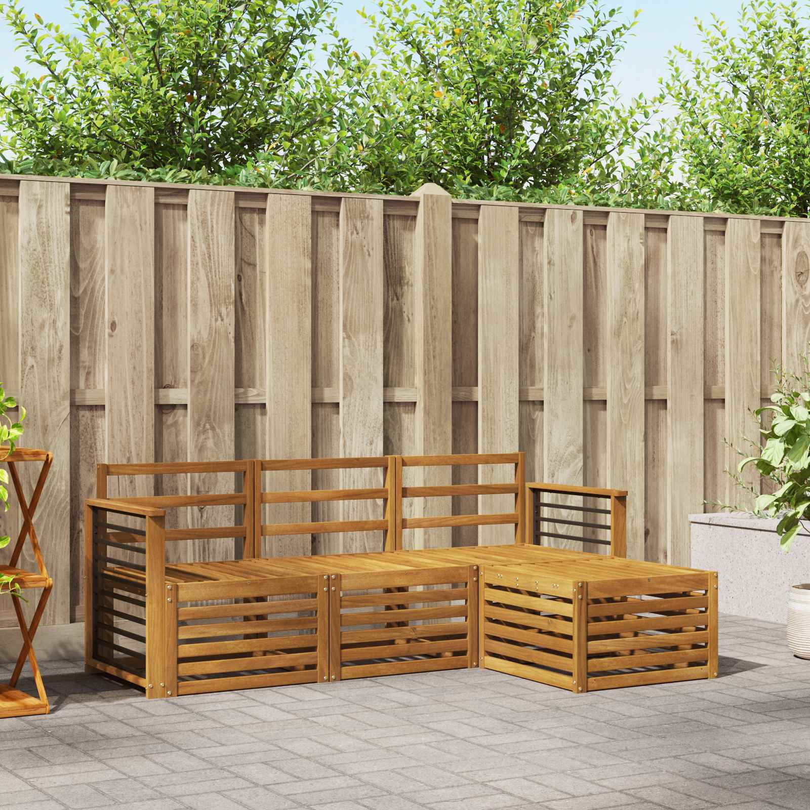 Outdoor-Sofagarnitur 4 stk. Natur