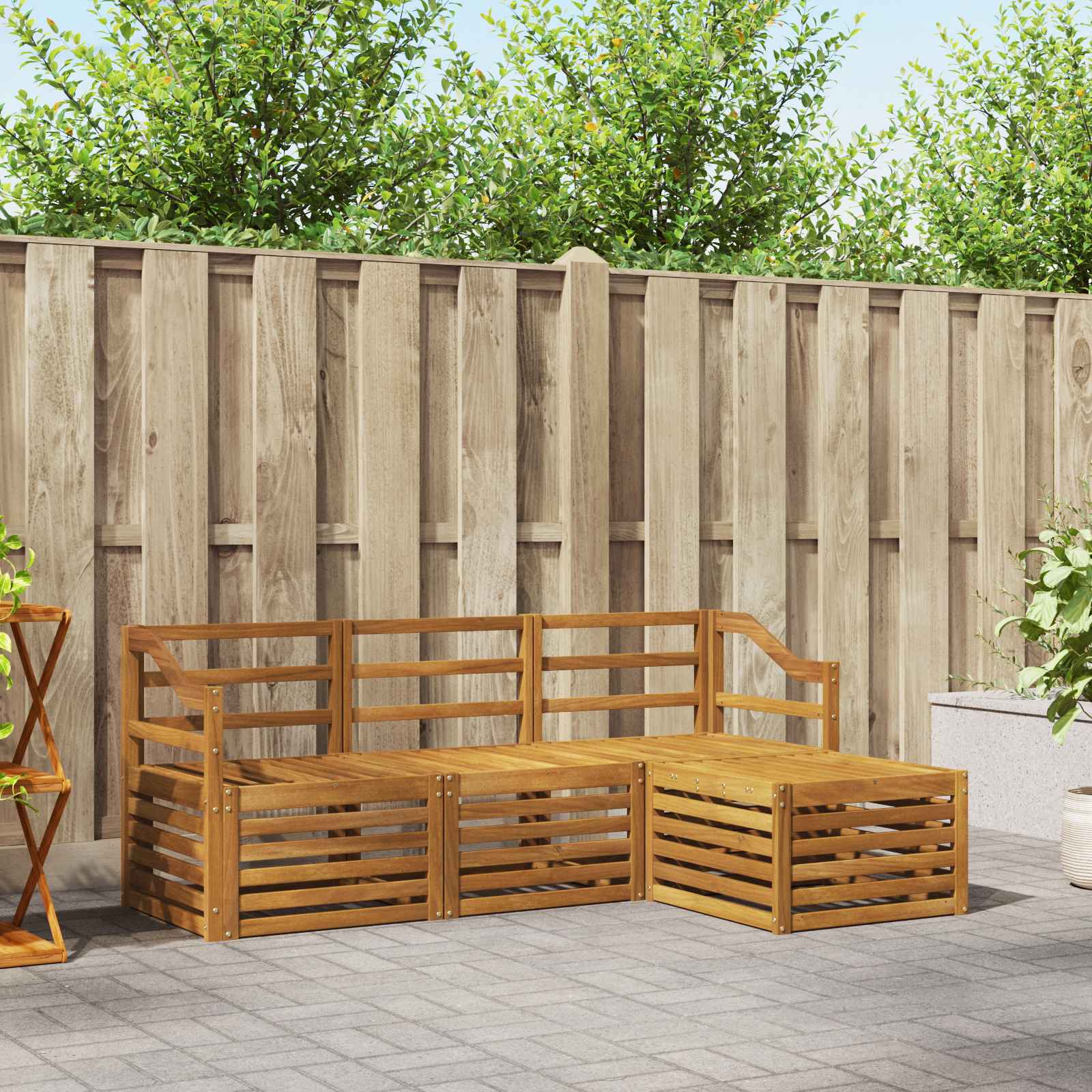 Outdoor-Sofagarnitur 4 stk. Natur