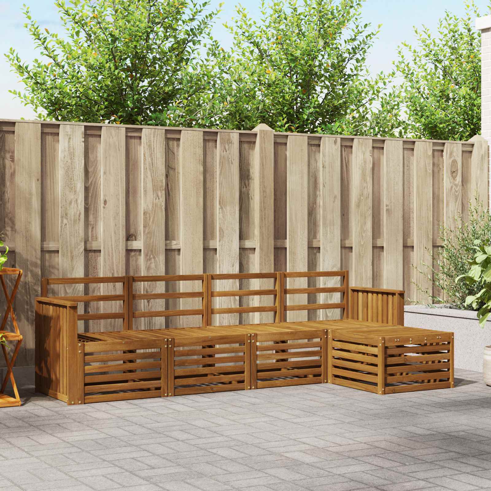 Outdoor-Sofagarnitur 5 stk. Natur