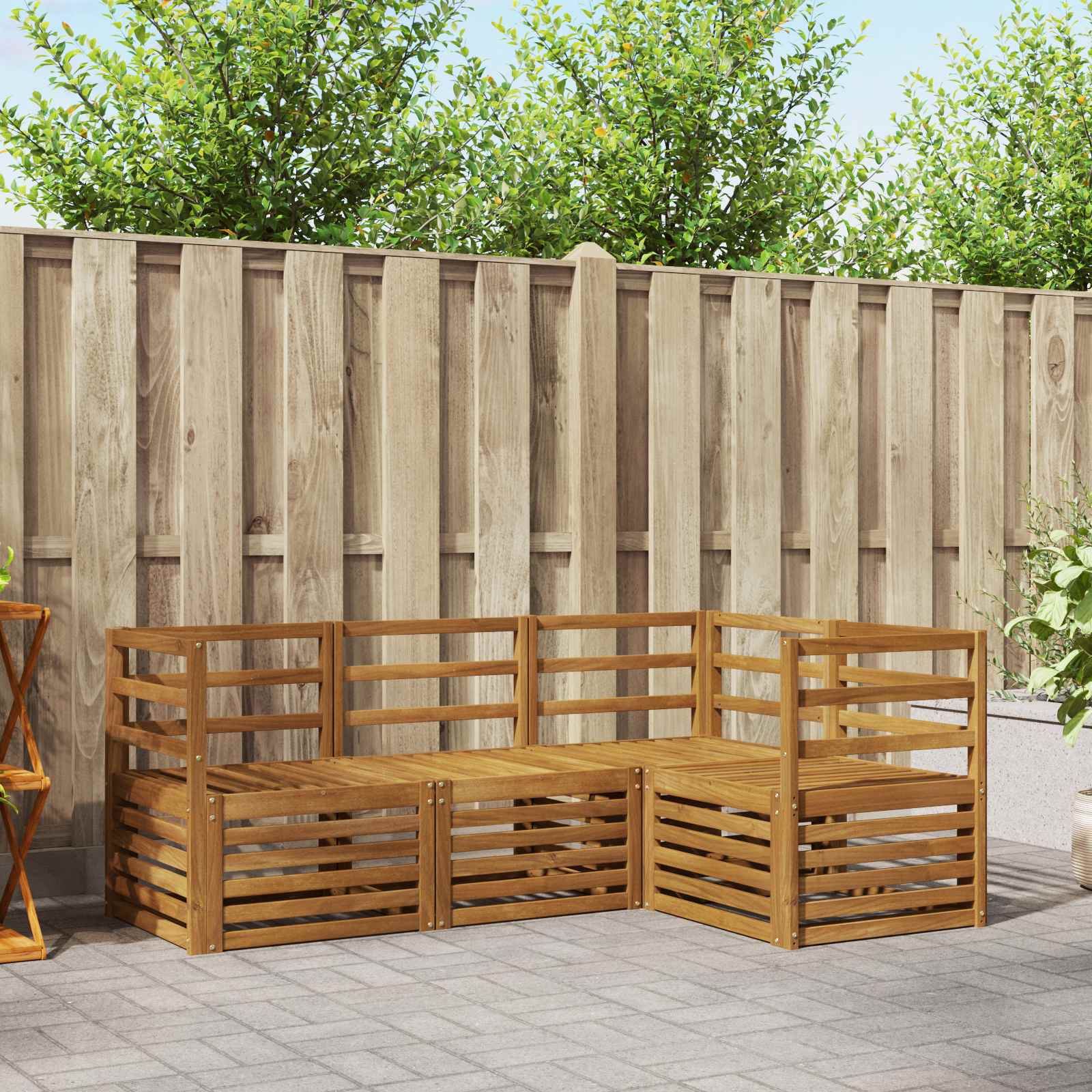 Outdoor-Sofagarnitur 4 stk. Natur Polyester