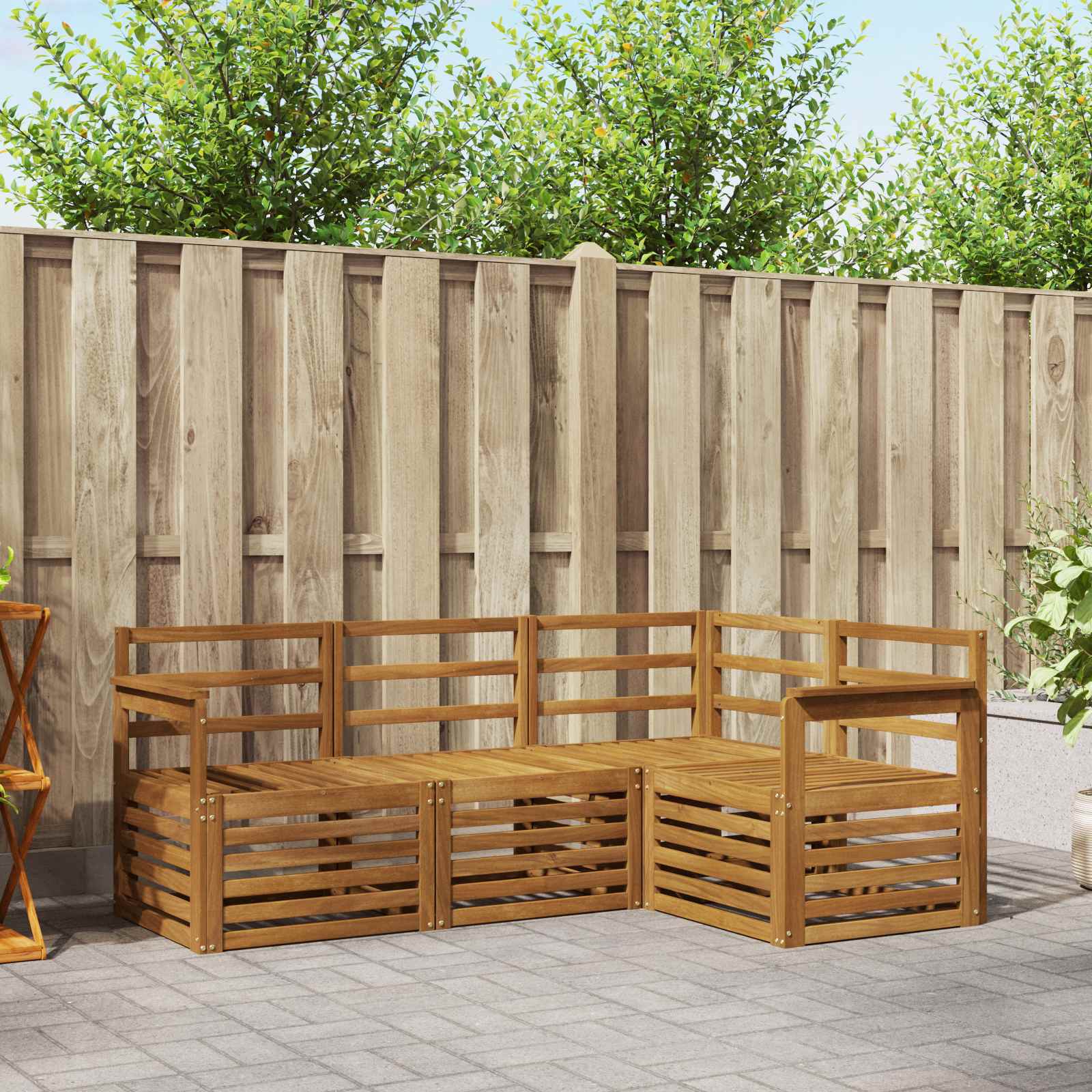 Outdoor-Sofagarnitur 4 stk. Natur Polyester
