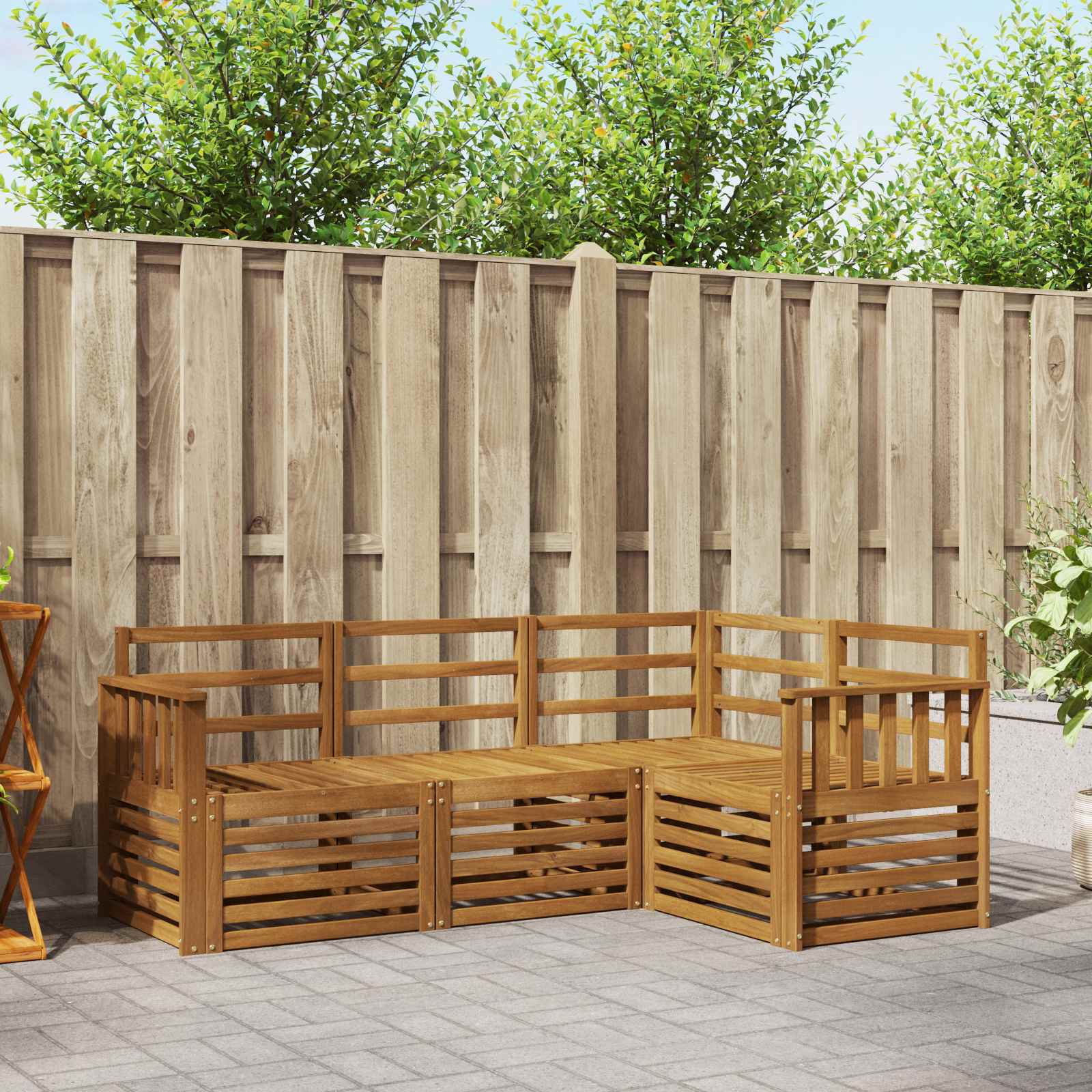 Outdoor-Sofagarnitur 4 stk. Natur Polyester