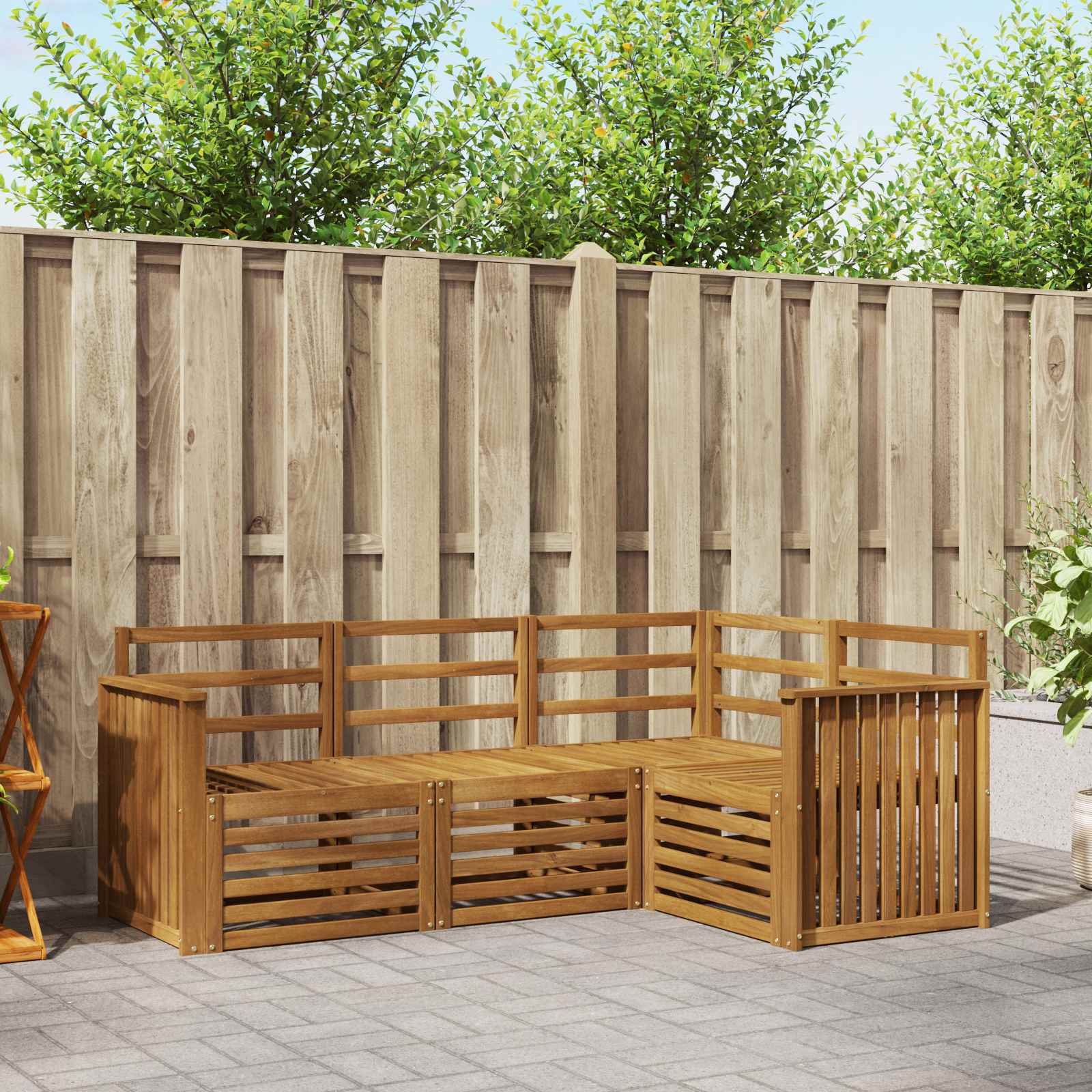 Outdoor-Sofagarnitur 4 stk. Natur Polyester