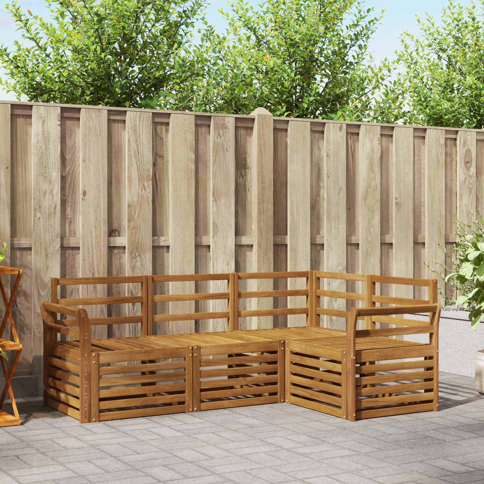 Outdoor-Sofagarnitur 4 stk. Natur Polyester