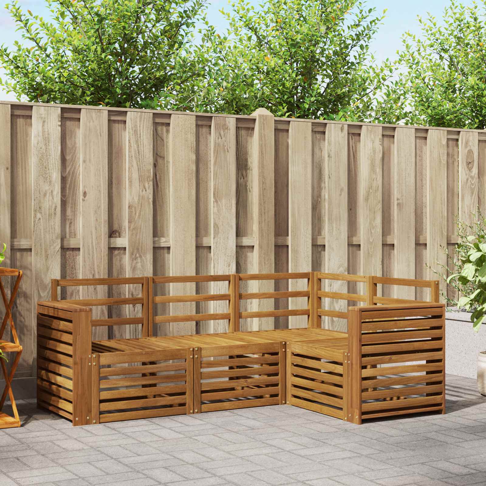 Outdoor-Sofagarnitur 4 stk. Natur Polyester