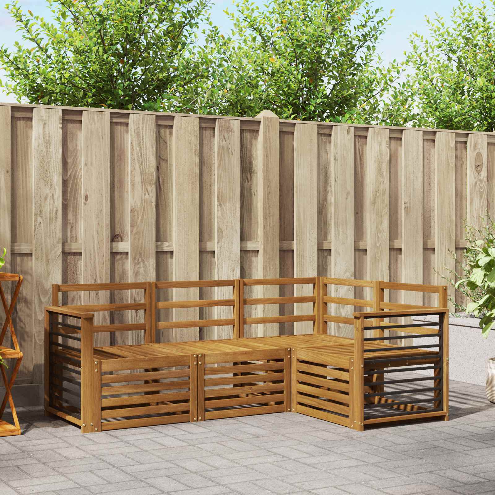 Outdoor-Sofagarnitur 4 stk. Natur Polyester