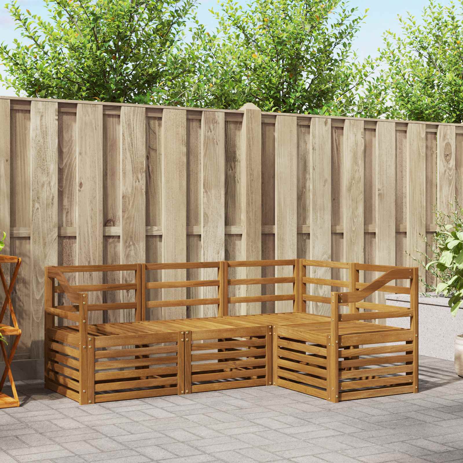 Outdoor-Sofagarnitur 4 stk. Natur Polyester