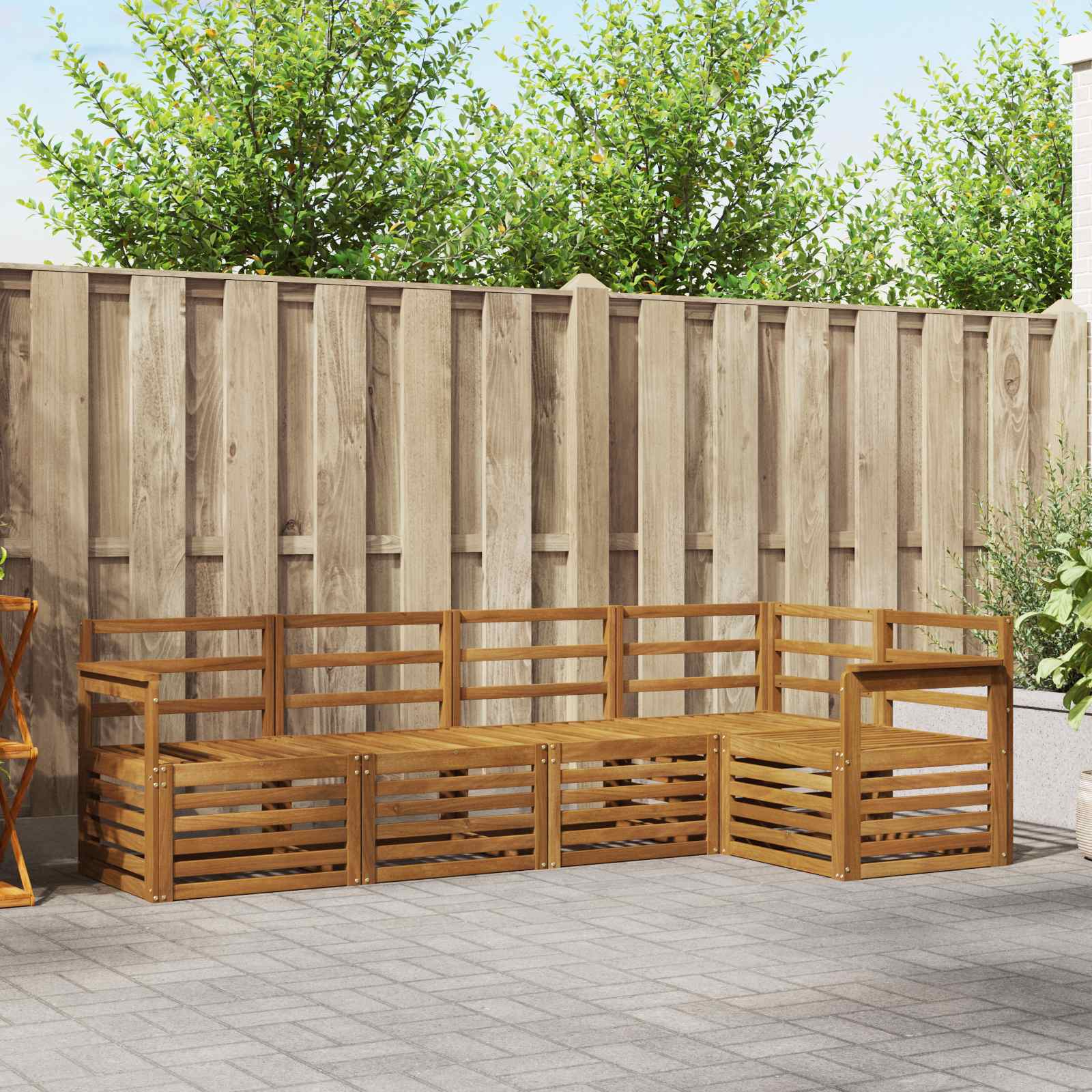 Outdoor-Sofagarnitur 5 stk. Natur Polyester