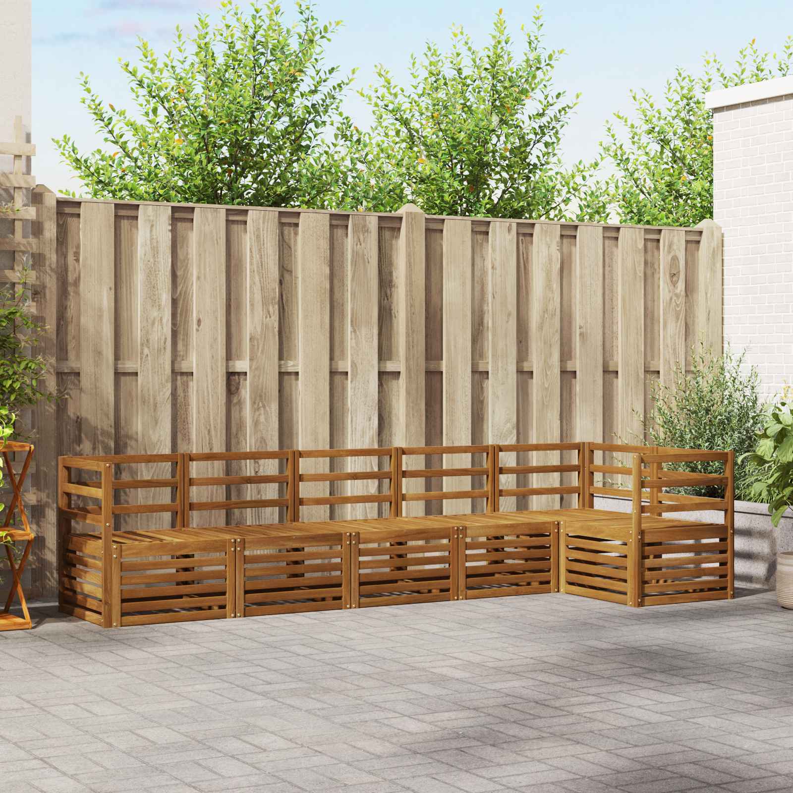 Outdoor-Sofagarnitur 6 stk. Natur Polyester