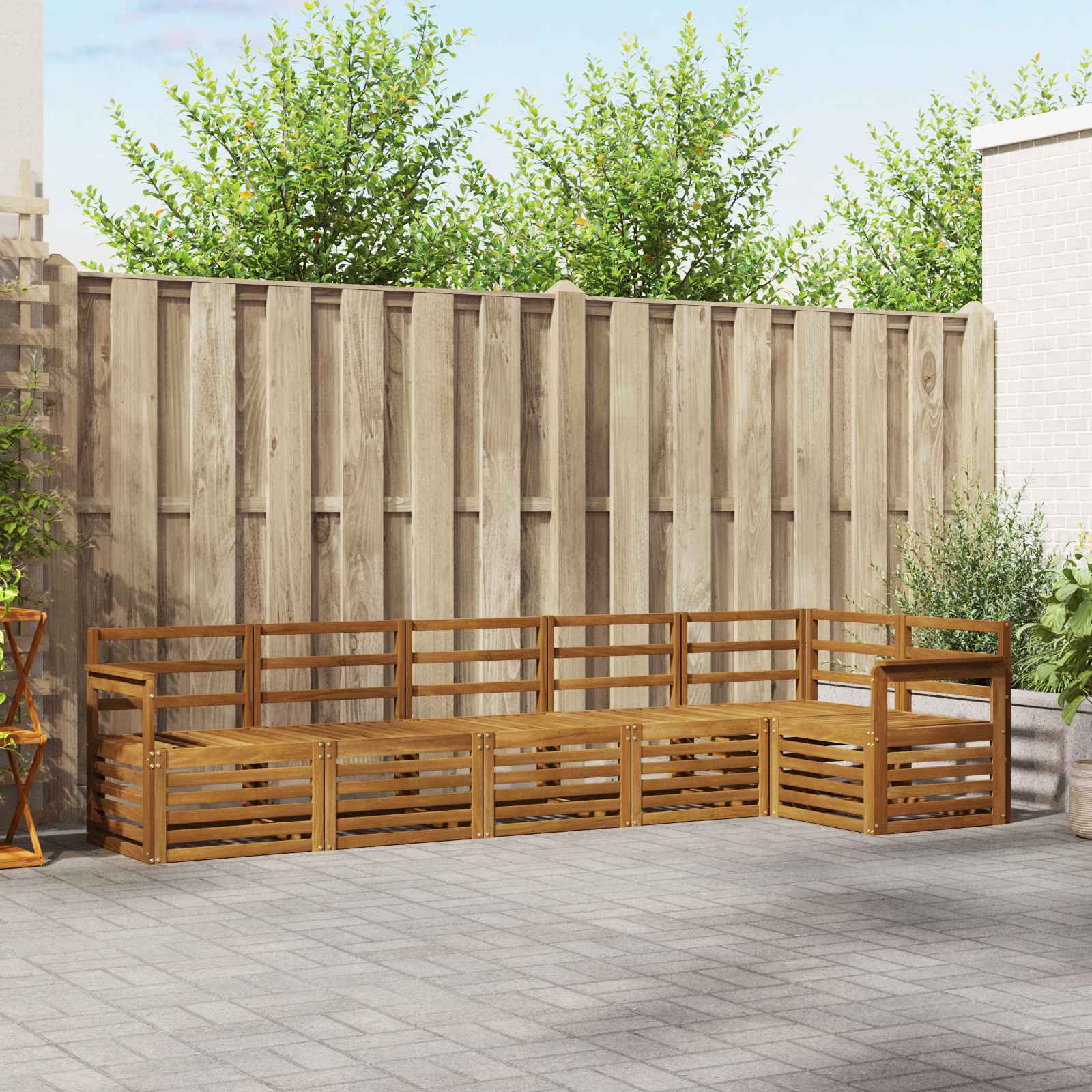 Outdoor-Sofagarnitur 6 stk. Natur Polyester