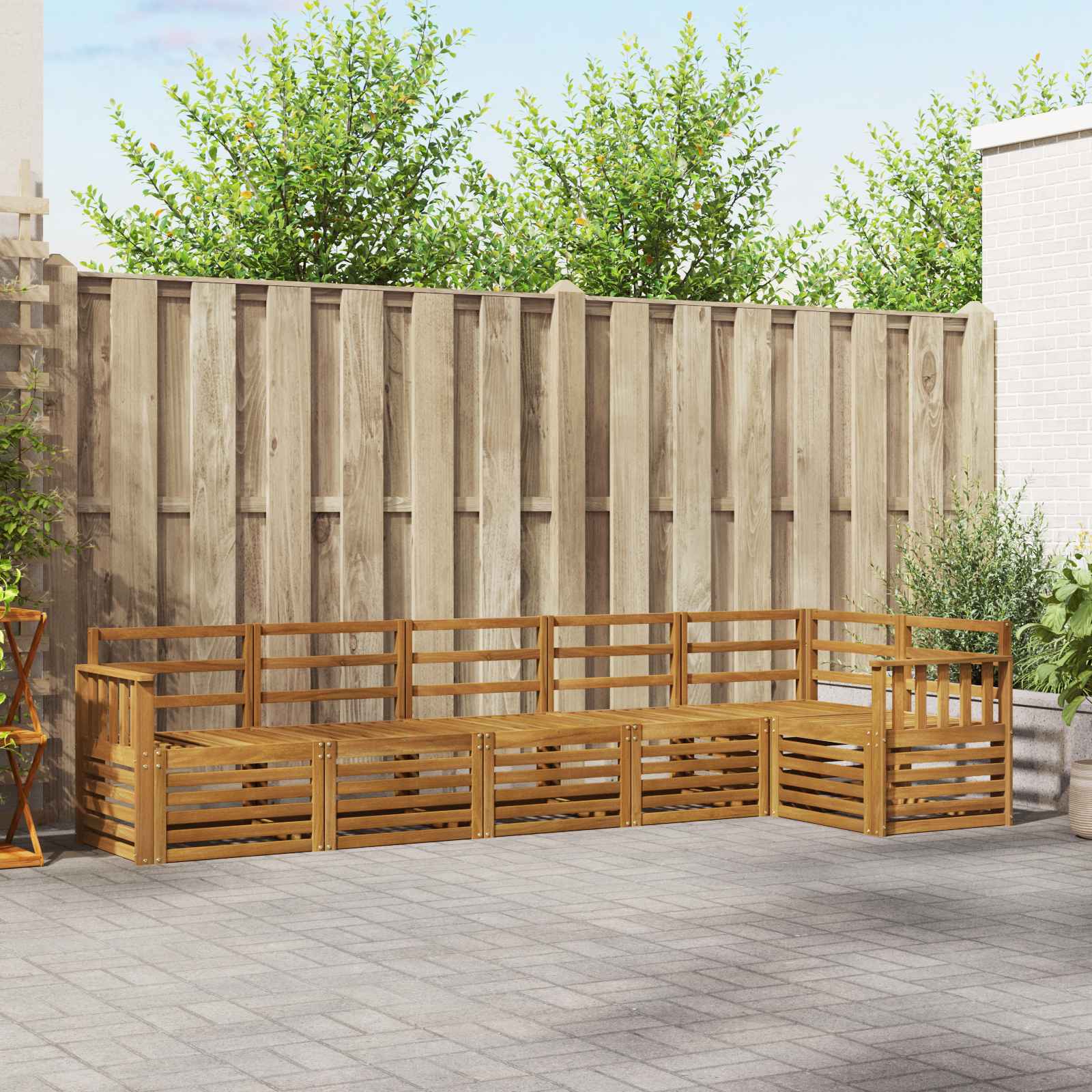 Outdoor-Sofagarnitur 6 stk. Natur Polyester
