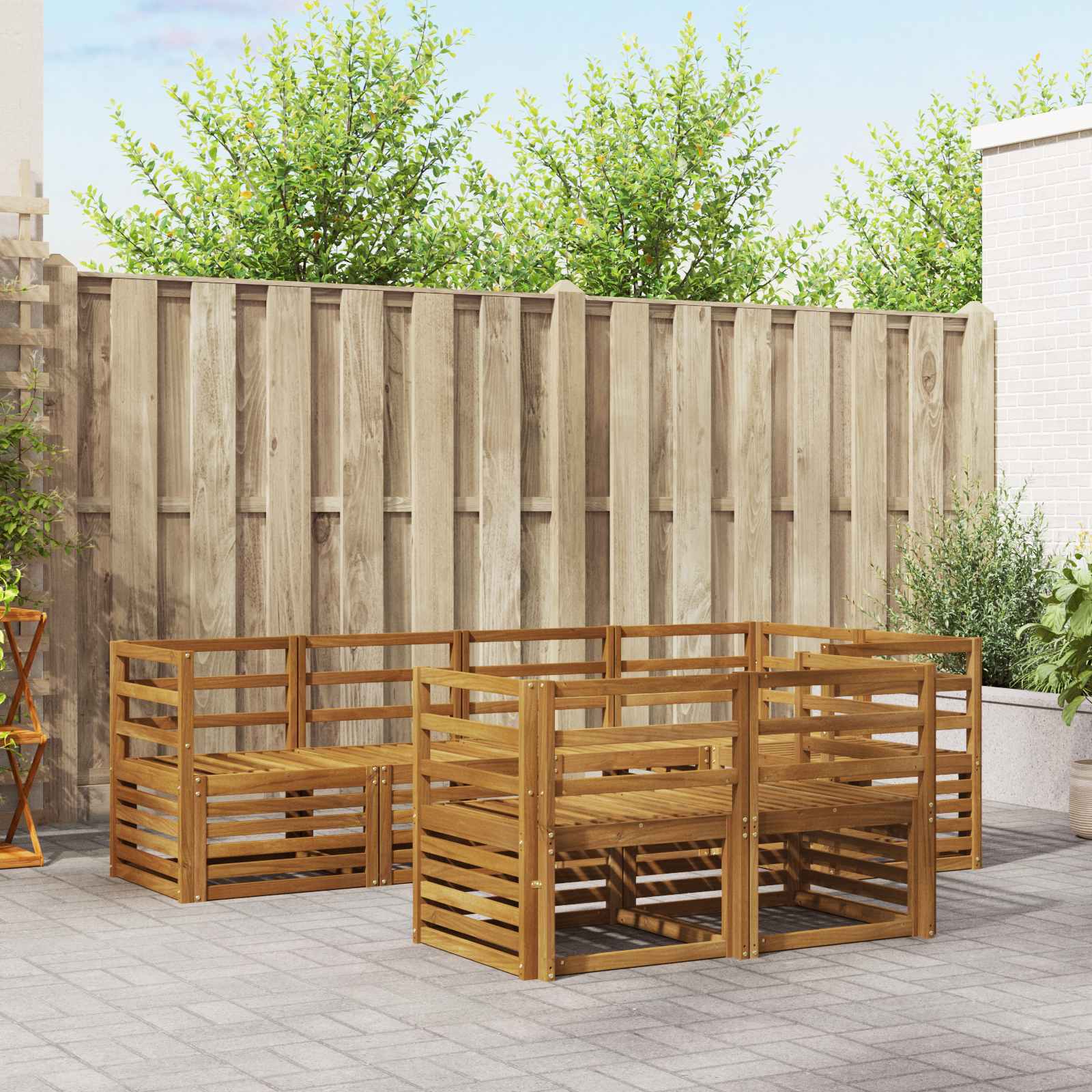 Outdoor-Sofagarnitur 7 stk. Natur Polyester