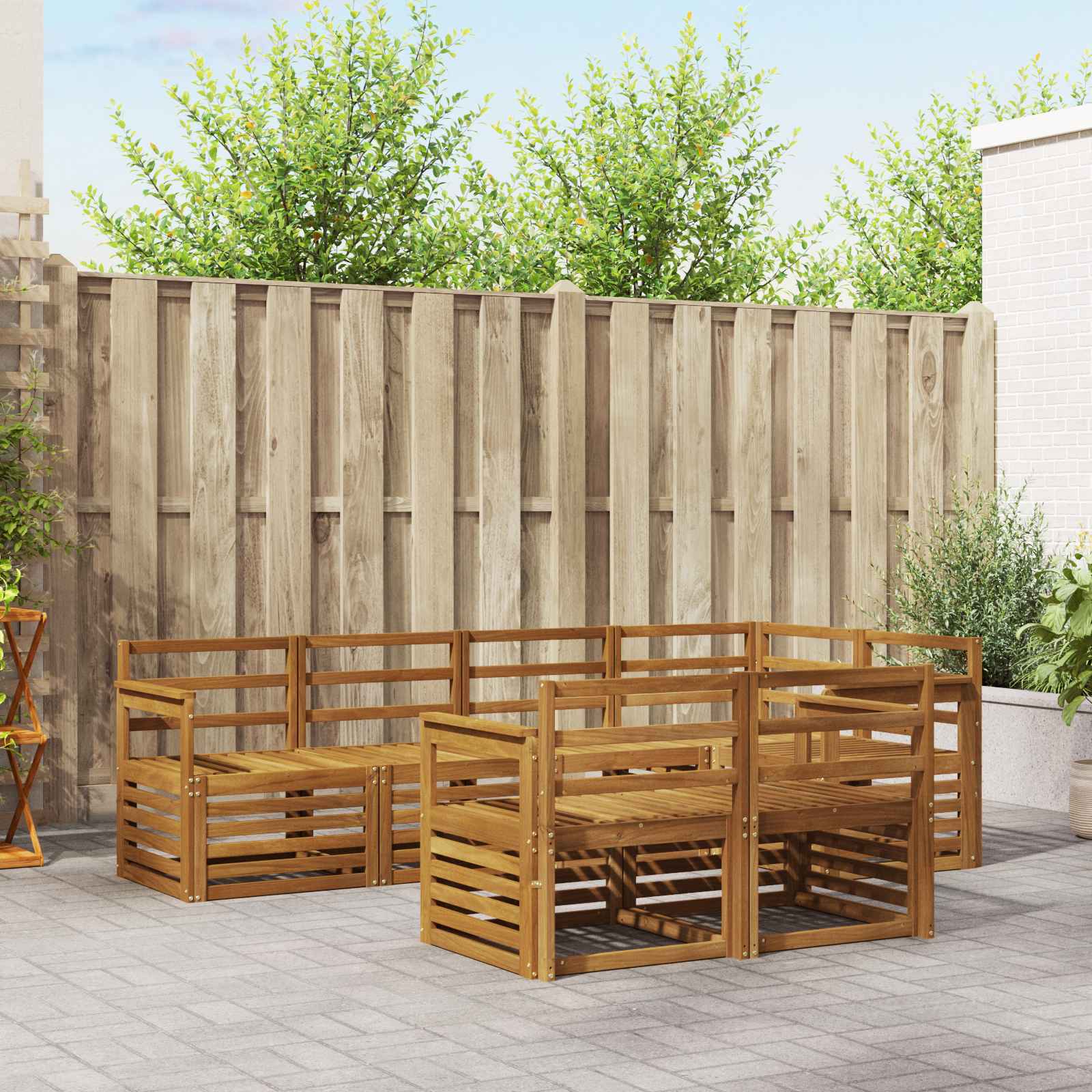 Outdoor-Sofagarnitur 7 stk. Natur Polyester