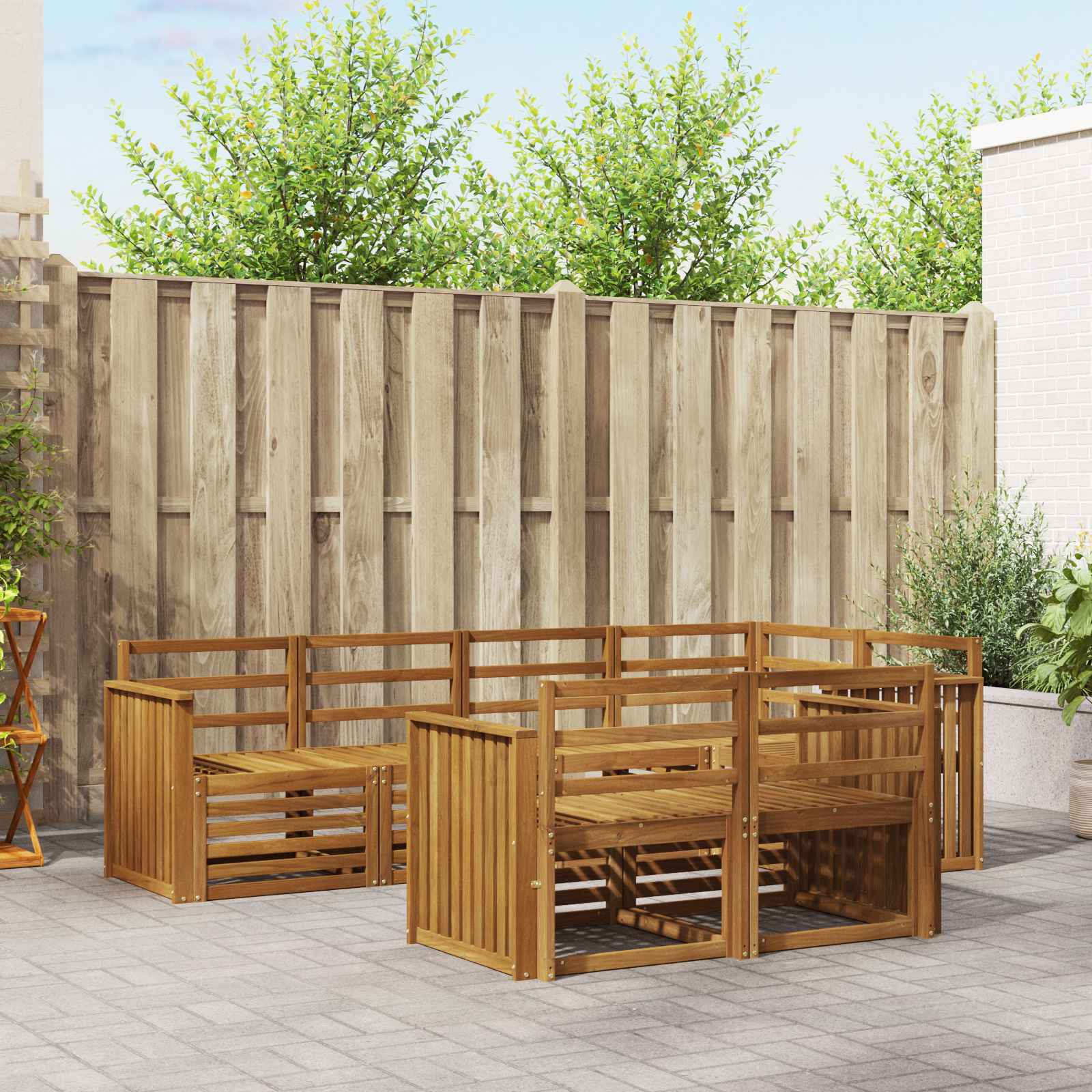 Outdoor-Sofagarnitur 7 stk. Natur Polyester