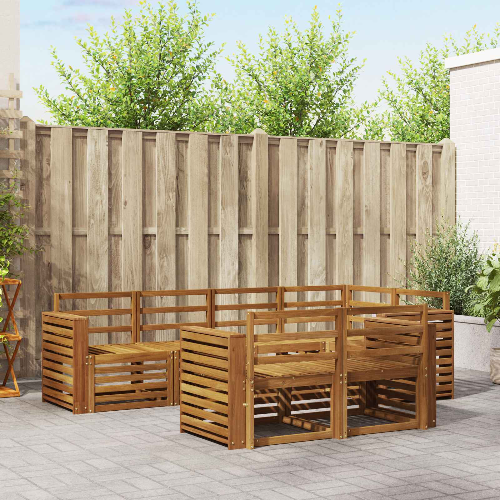 Outdoor-Sofagarnitur 7 stk. Natur Polyester