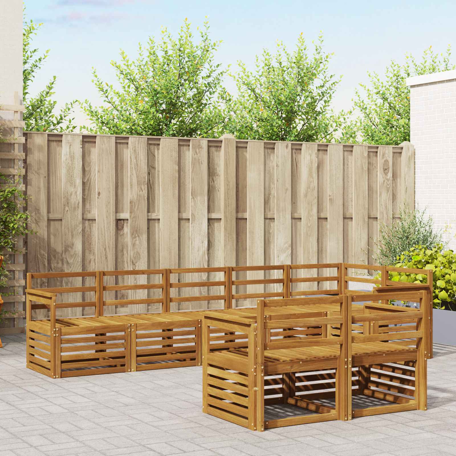Outdoor-Sofagarnitur 8 stk. Natur Polyester