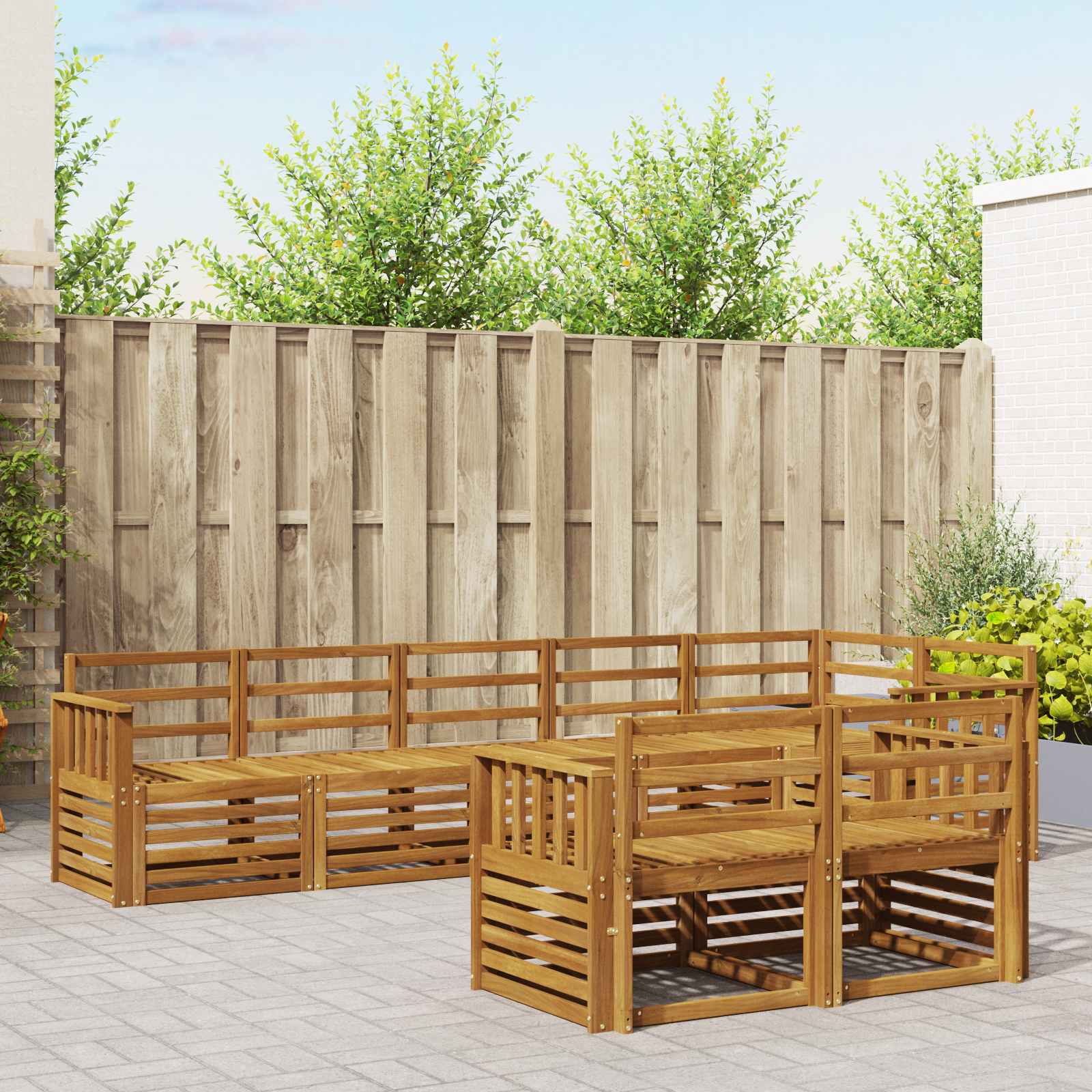 Outdoor-Sofagarnitur 8 stk. Natur Polyester