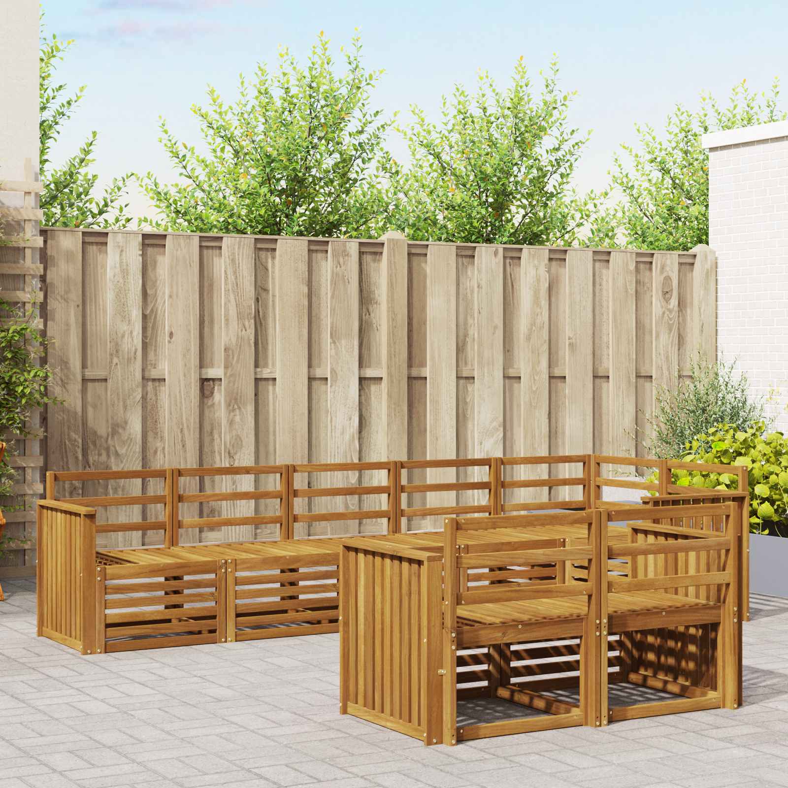 Outdoor-Sofagarnitur 8 stk. Natur Polyester