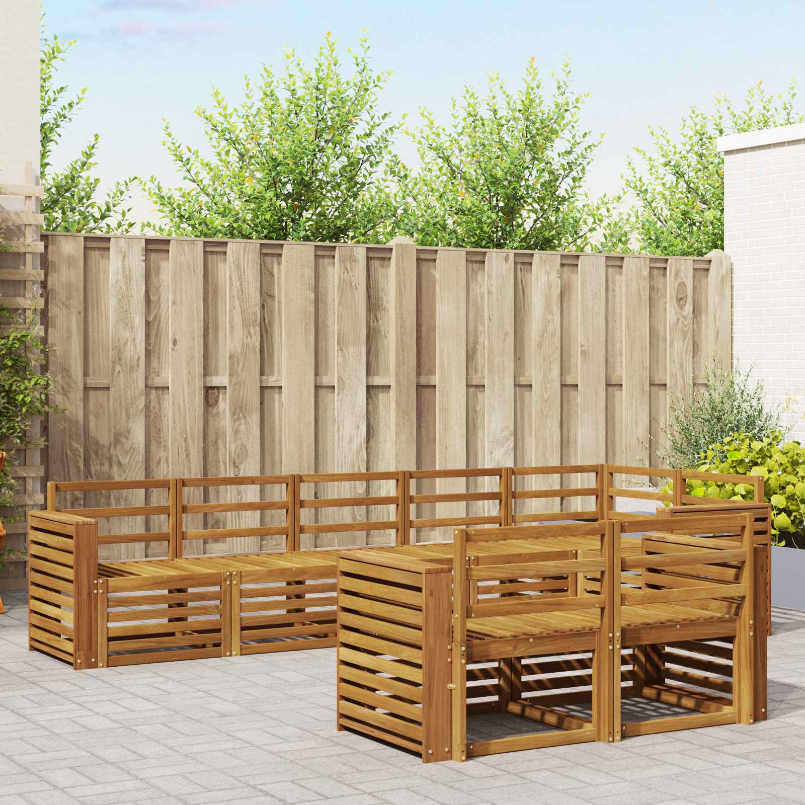Outdoor-Sofagarnitur 8 stk. Natur Polyester