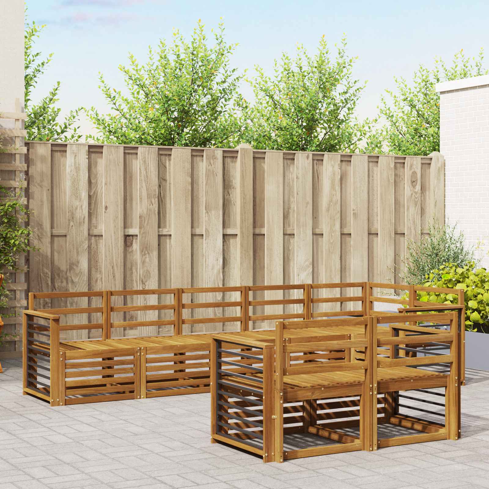 Outdoor-Sofagarnitur 8 stk. Natur Polyester
