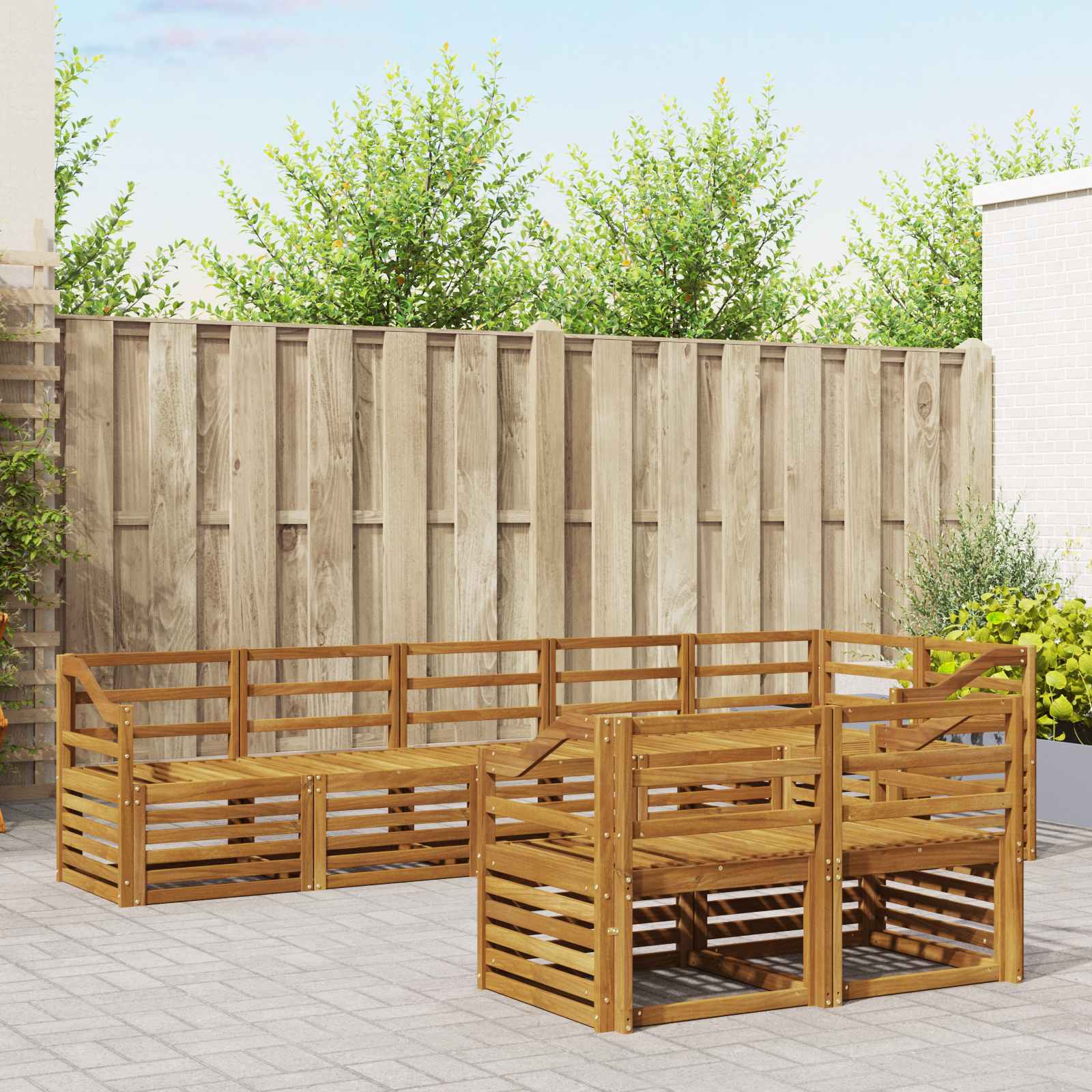 Outdoor-Sofagarnitur 8 stk. Natur Polyester