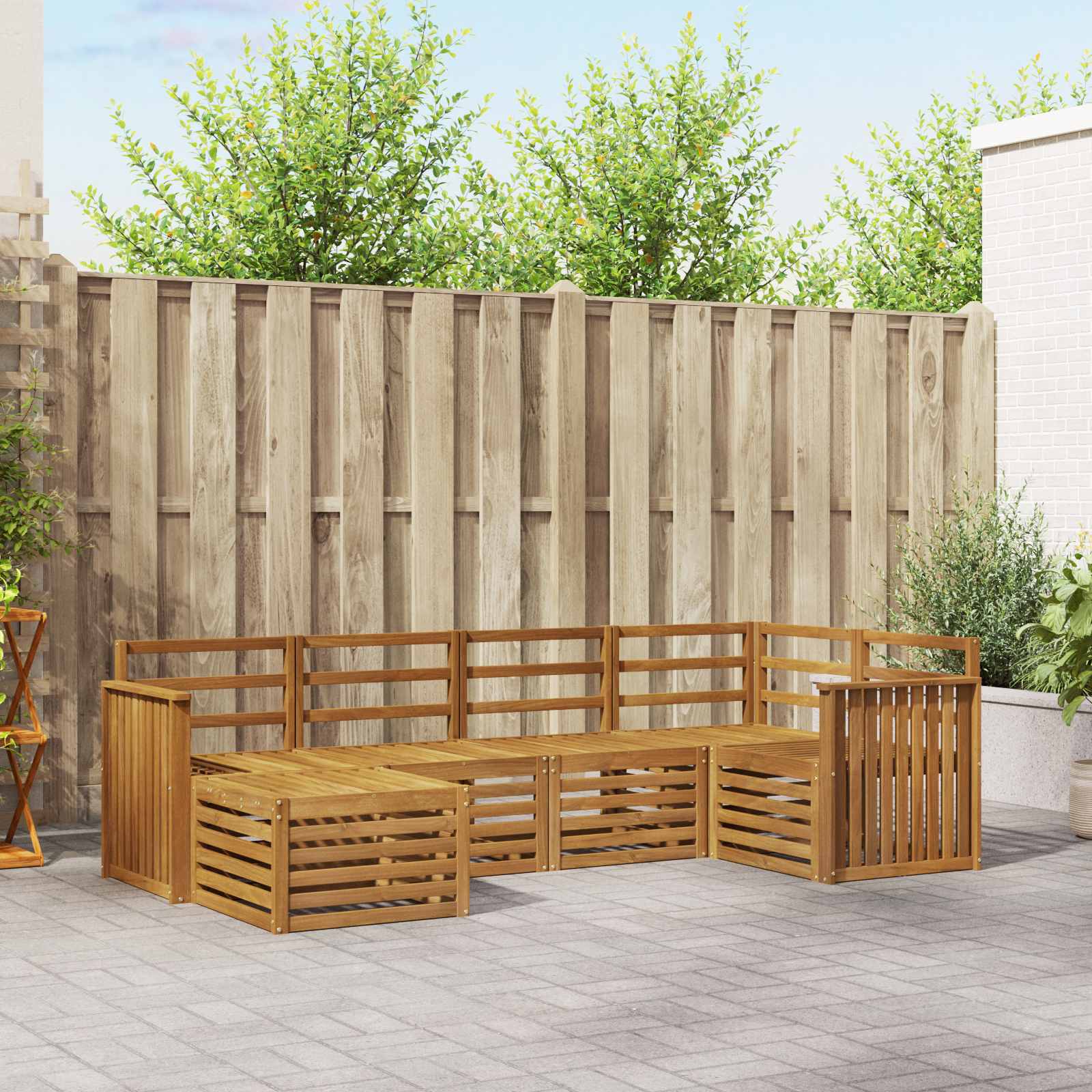 Outdoor-Sofagarnitur 6 stk. Natur Polyester