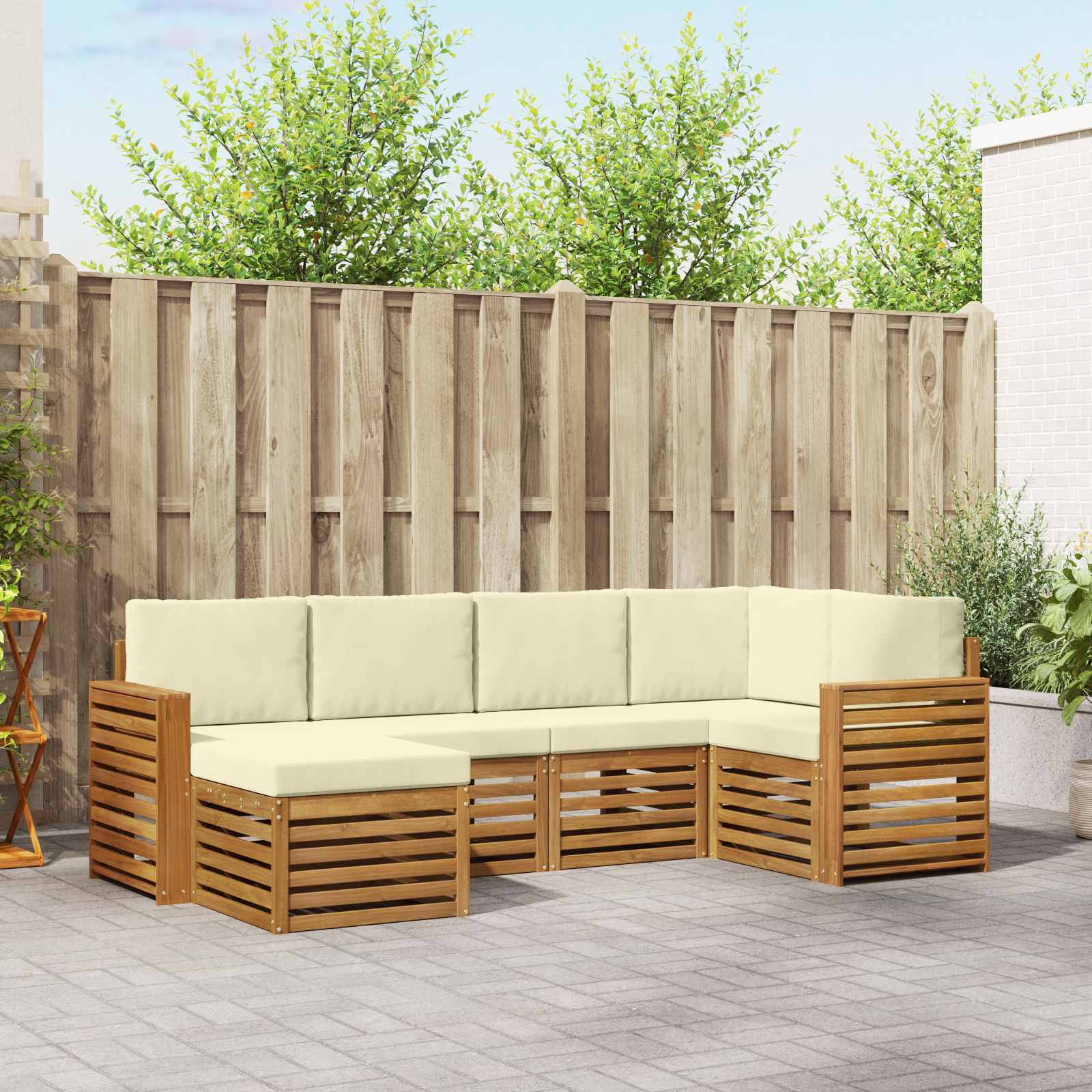 Outdoor-Sofagarnitur 6 stk. Natur und Creme Polyester