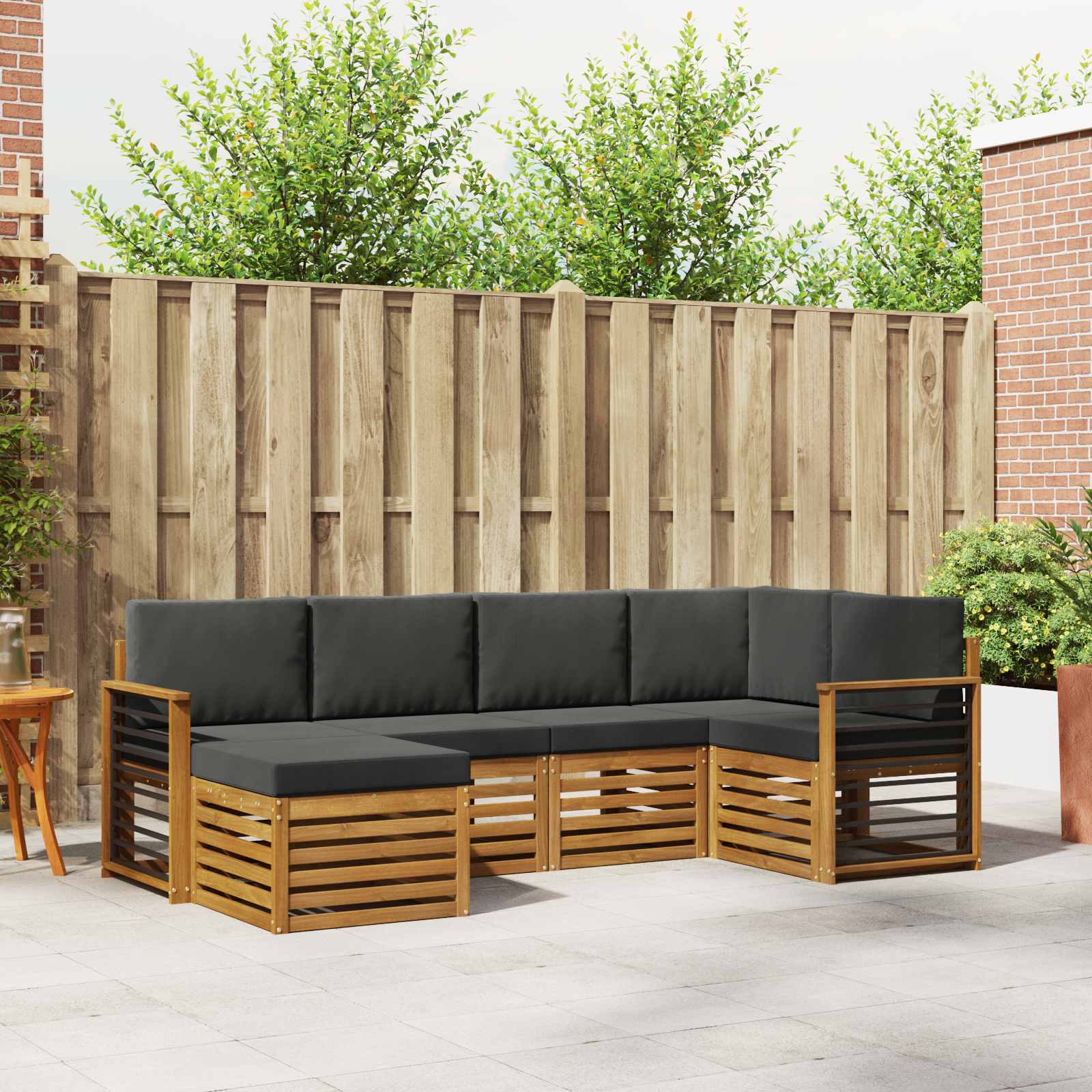 Outdoor-Sofagarnitur 6 stk. Natur und Anthrazit Polyester