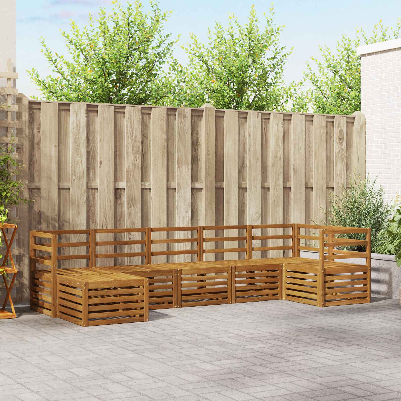 Outdoor-Sofagarnitur 7 stk. Natur