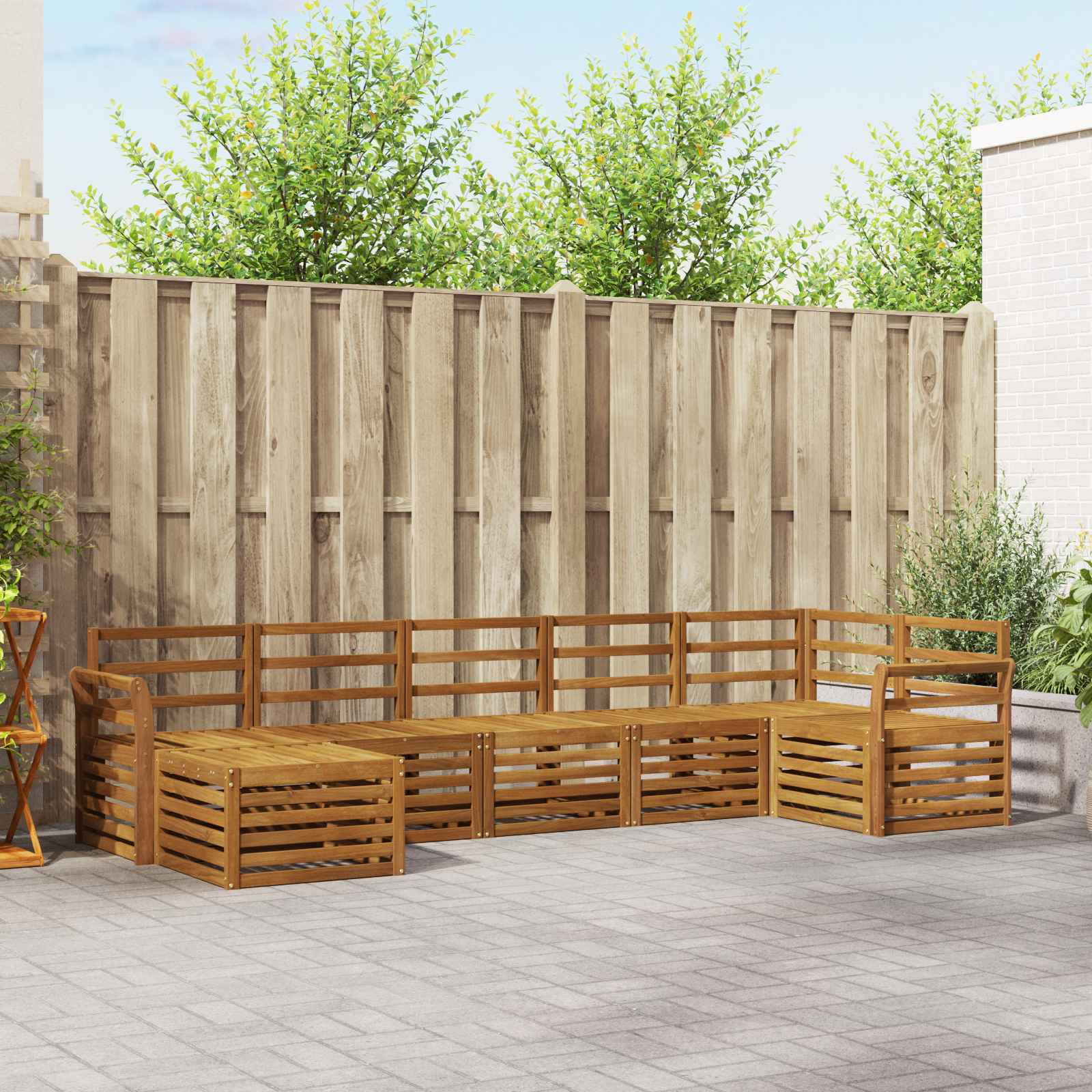 Outdoor-Sofagarnitur 7 stk. Natur