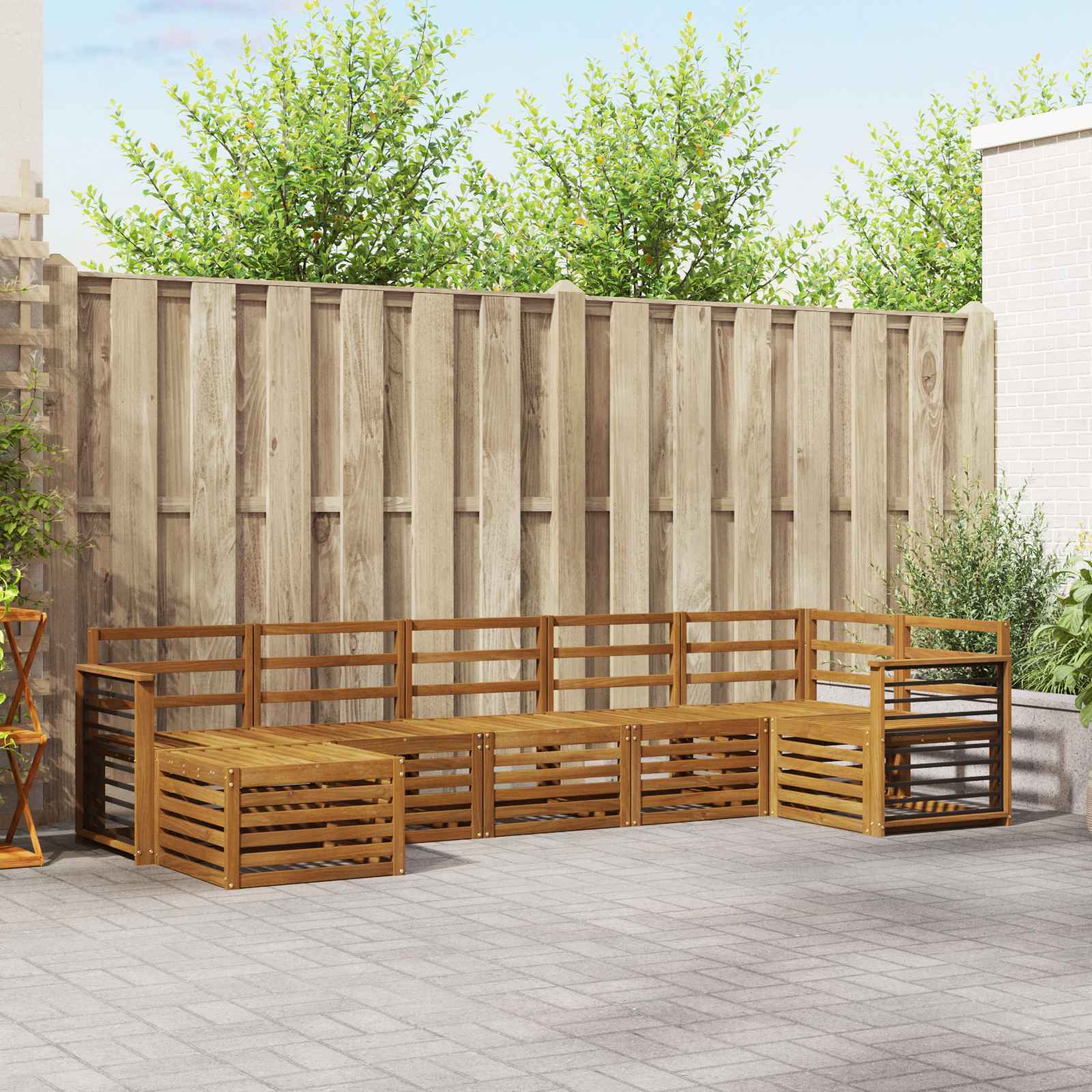 Outdoor-Sofagarnitur 7 stk. Natur