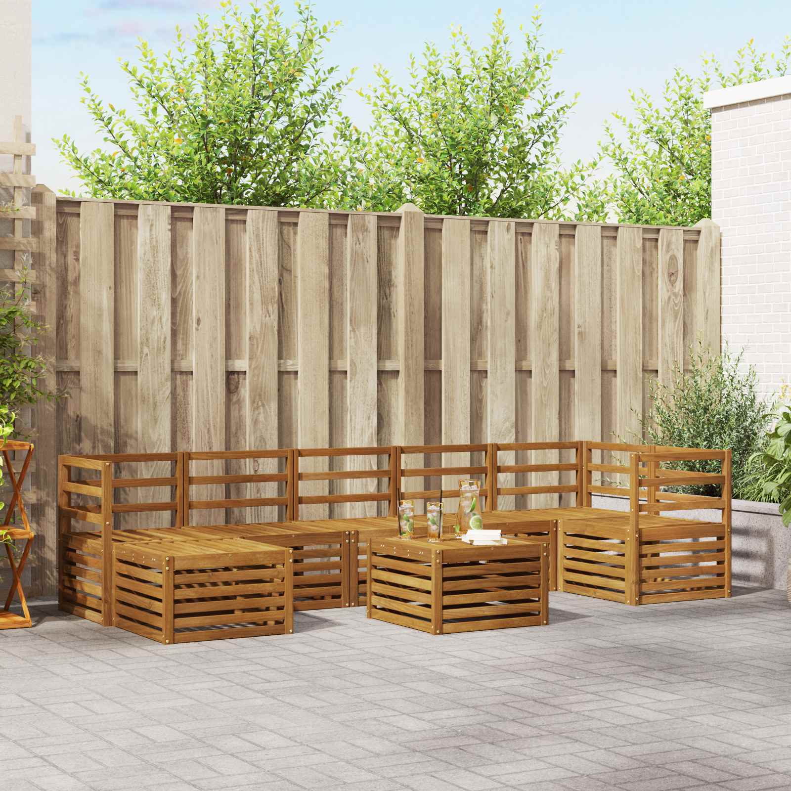 Outdoor-Sofagarnitur 8 stk. Natur