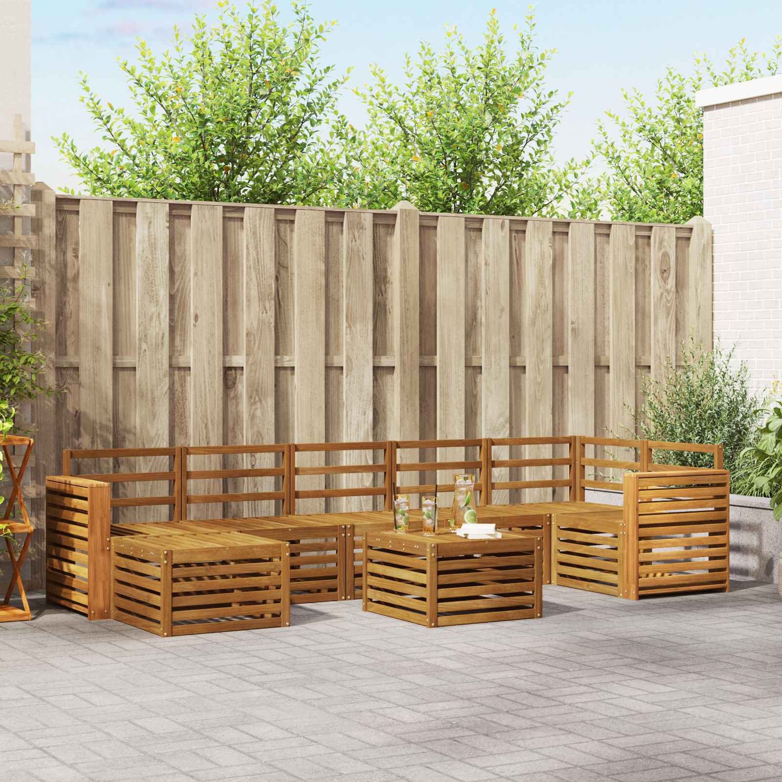 Outdoor-Sofagarnitur 8 stk. Natur