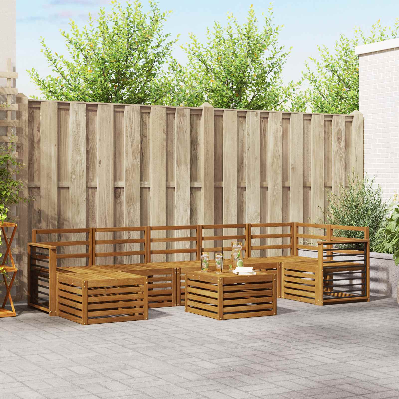 Outdoor-Sofagarnitur 8 stk. Natur