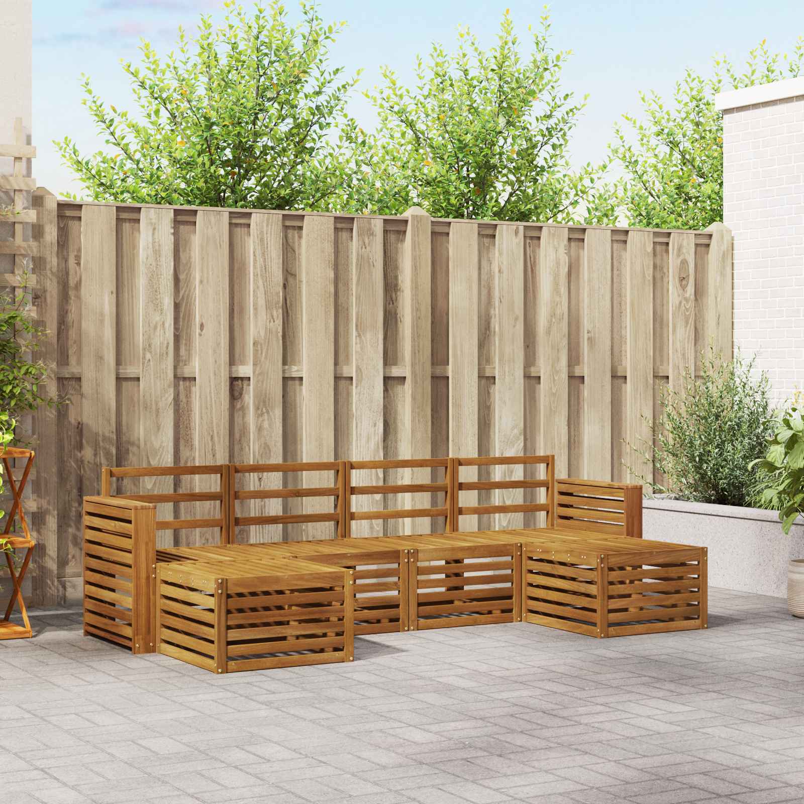 Outdoor-Sofagarnitur 6 stk. Natur