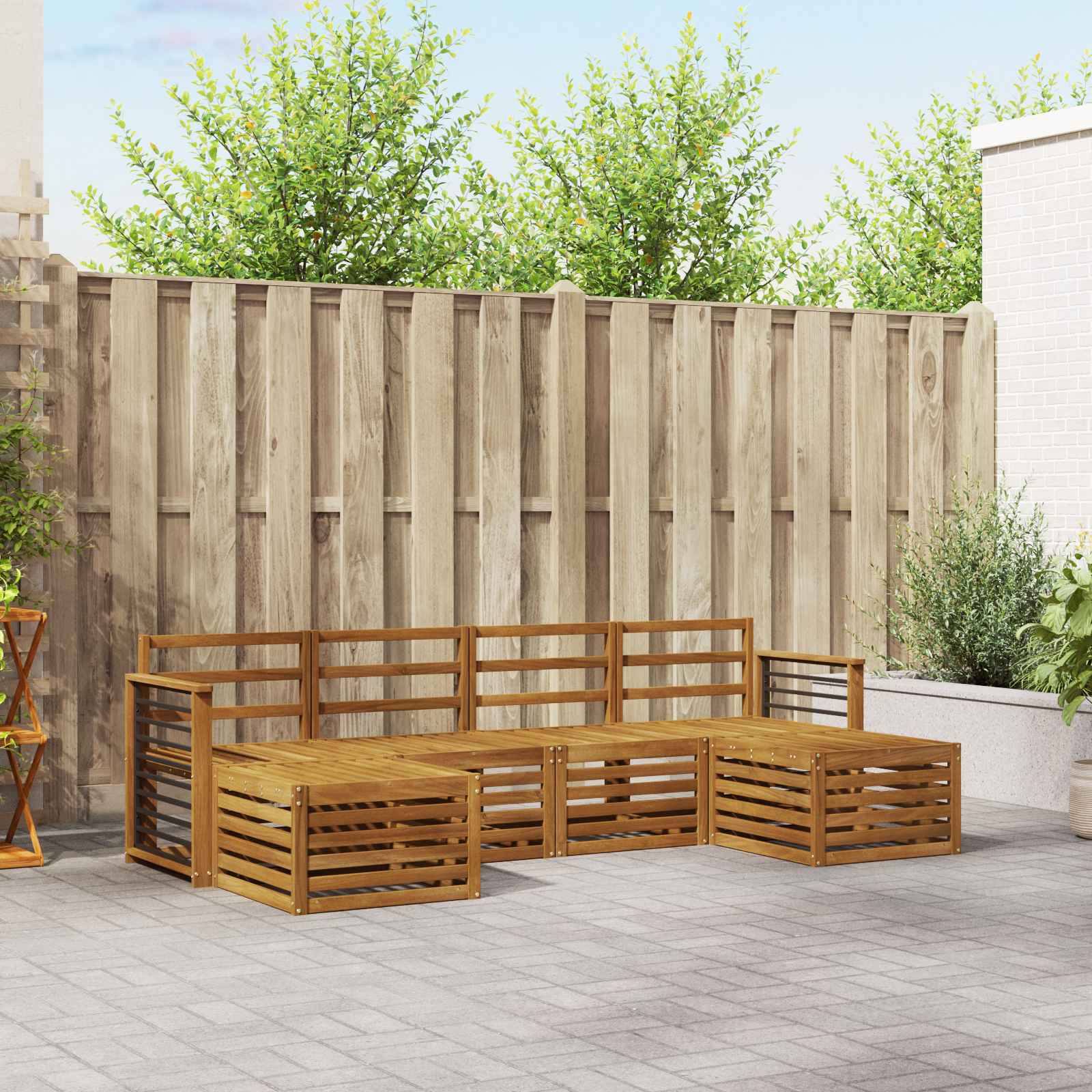 Outdoor-Sofagarnitur 6 stk. Natur