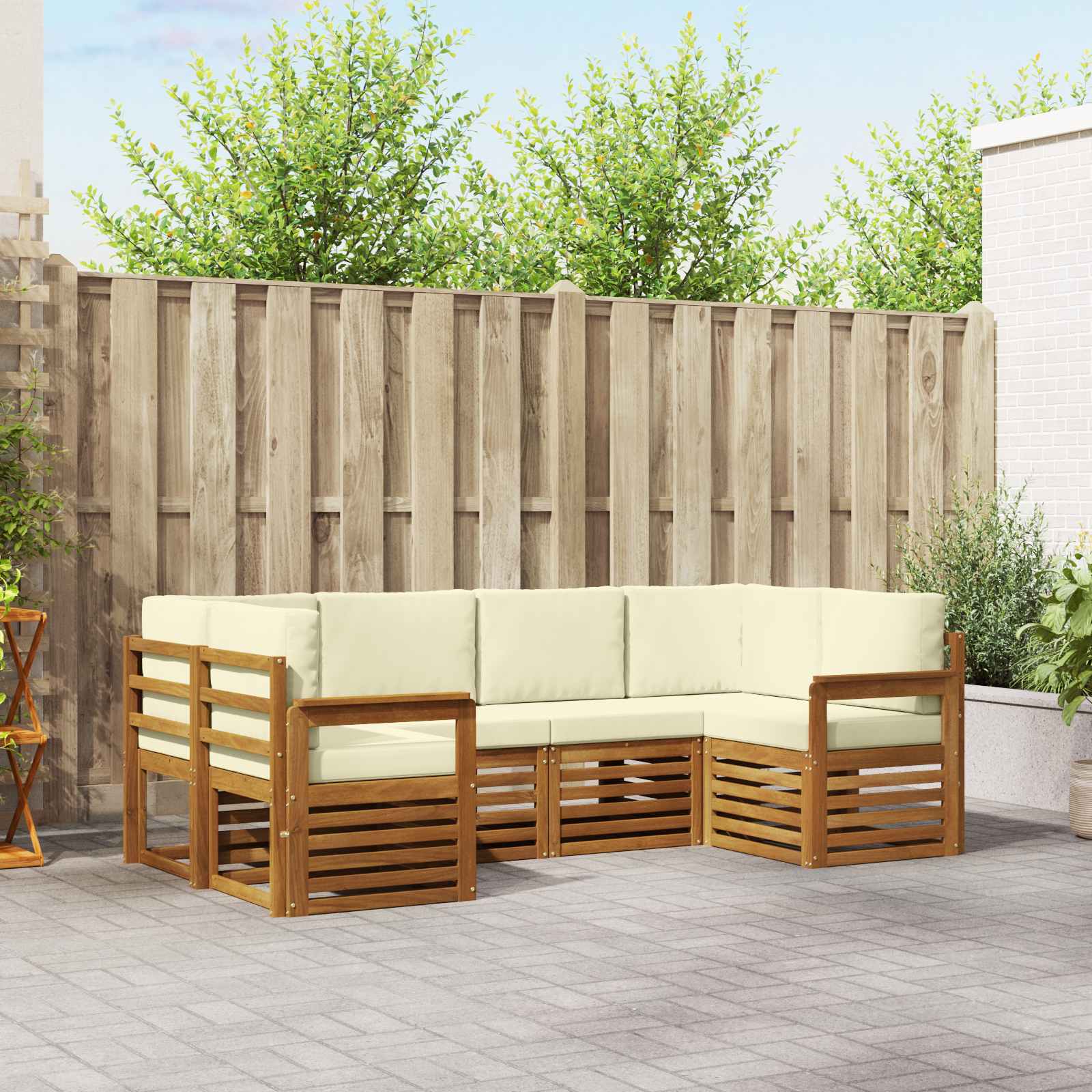 Outdoor-Sofagarnitur 6 stk. Natur und Creme