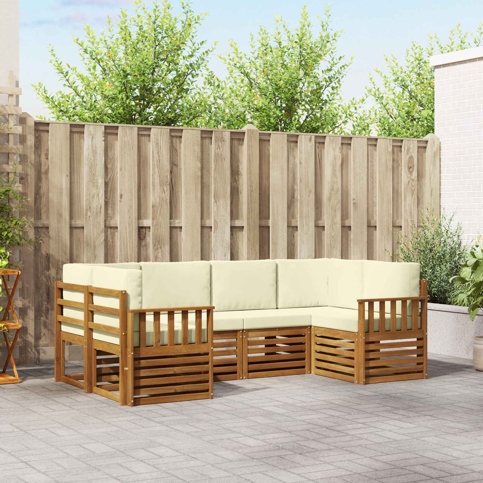 Outdoor-Sofagarnitur 6 stk. Natur und Creme