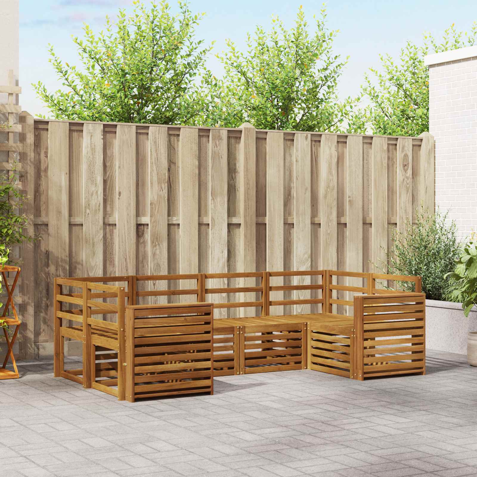 Outdoor-Sofagarnitur 6 stk. Natur