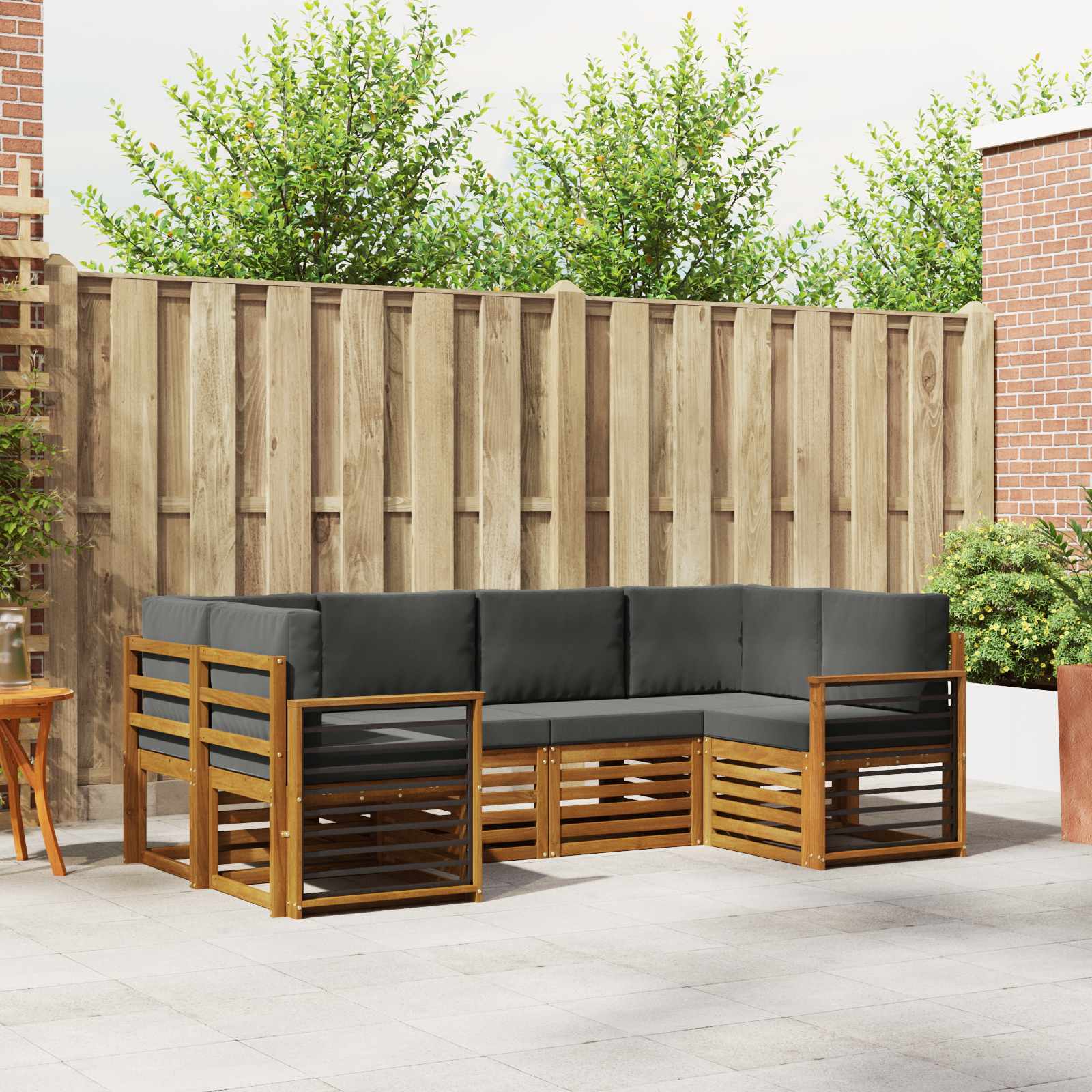 Outdoor-Sofagarnitur 6 stk. Natur und Anthrazit