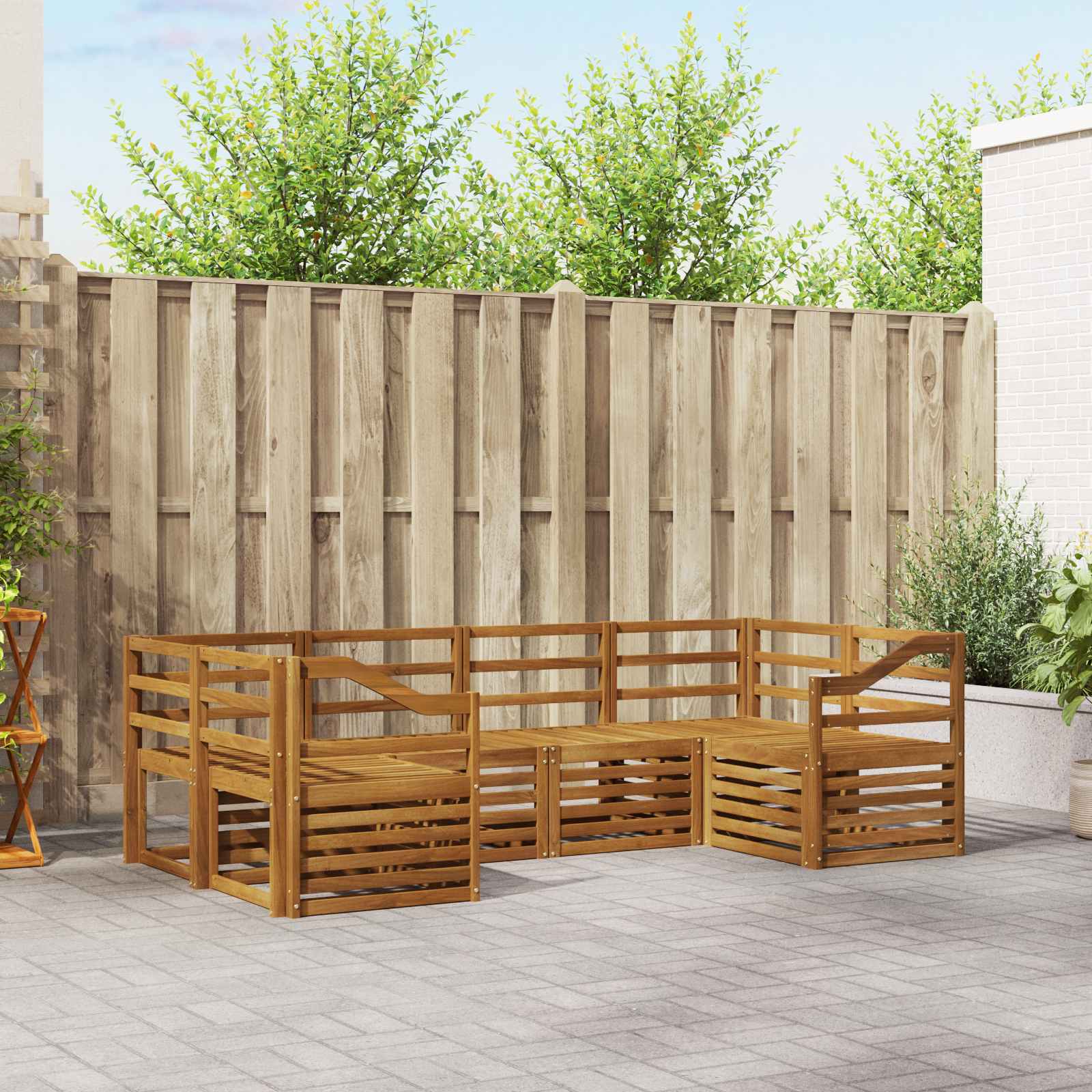 Outdoor-Sofagarnitur 6 stk. Natur