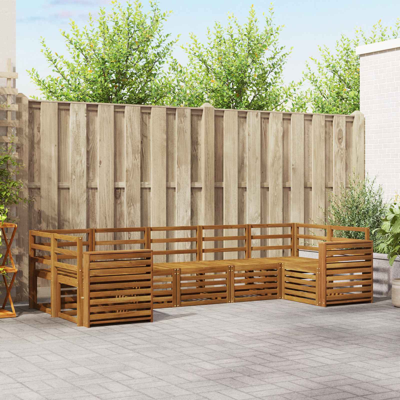 Outdoor-Sofagarnitur 7 stk. Natur