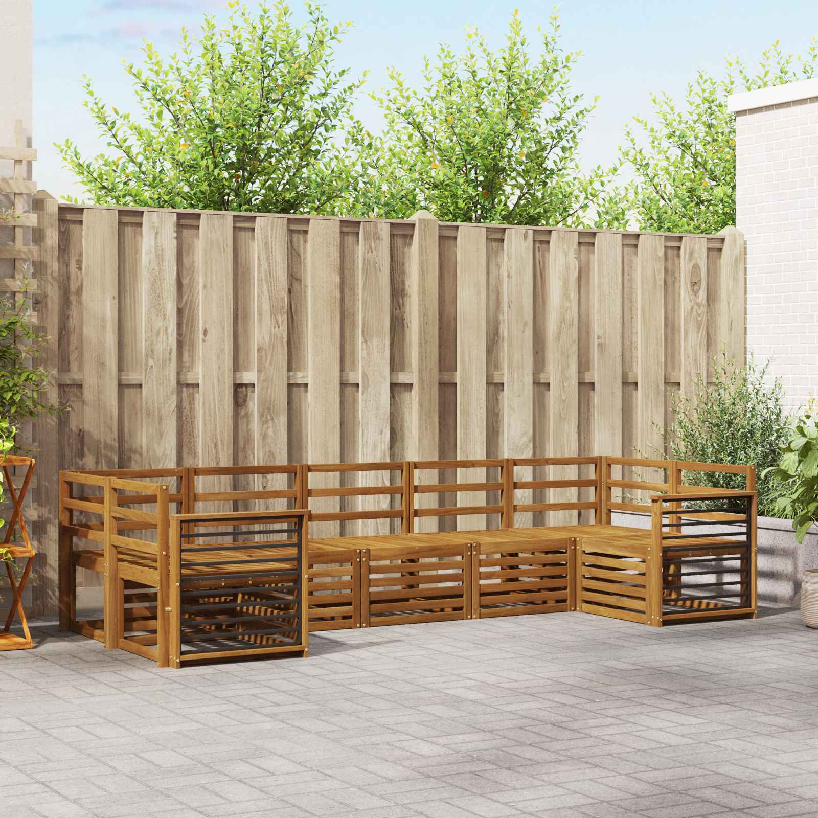 Outdoor-Sofagarnitur 7 stk. Natur