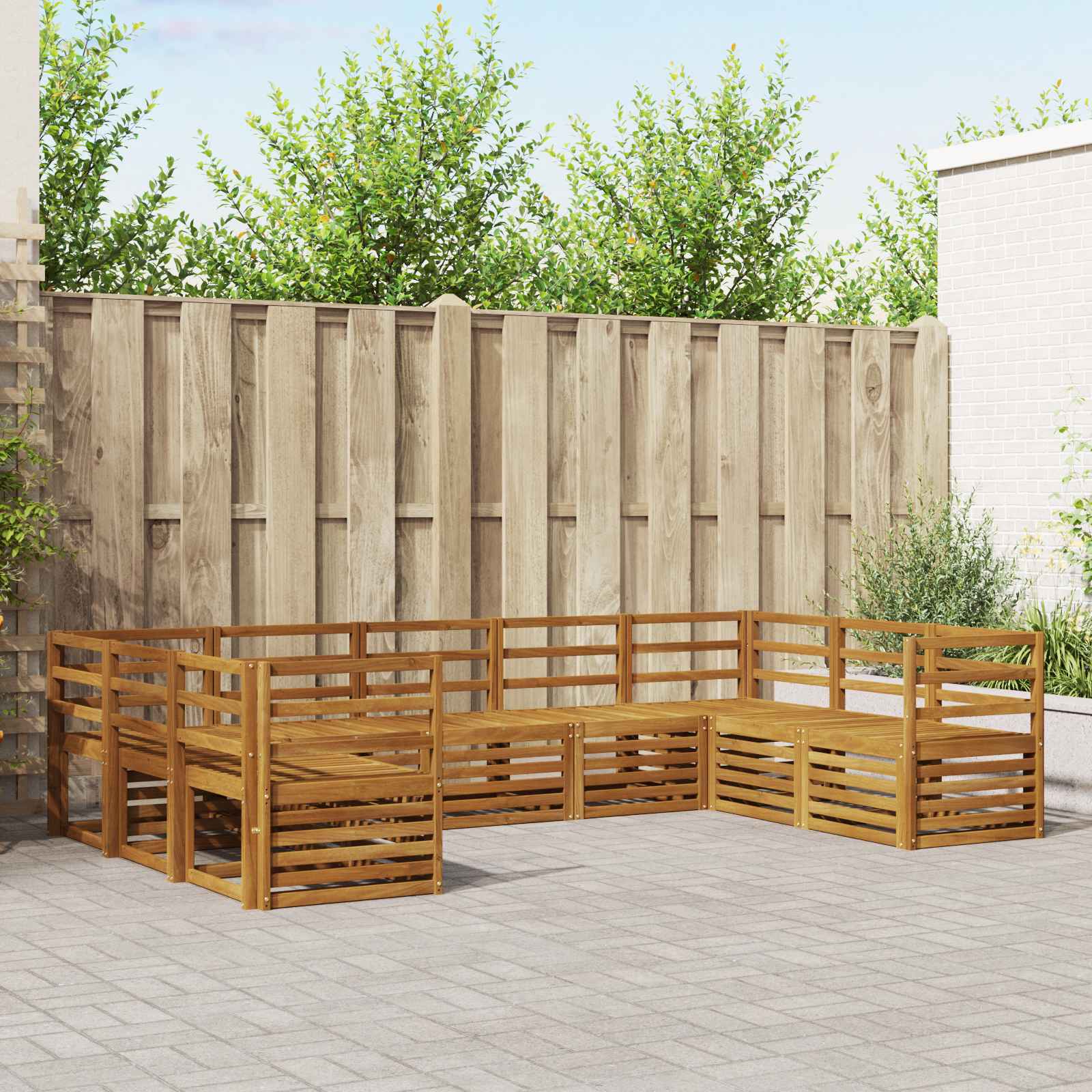 Outdoor-Sofagarnitur 9 stk. Natur