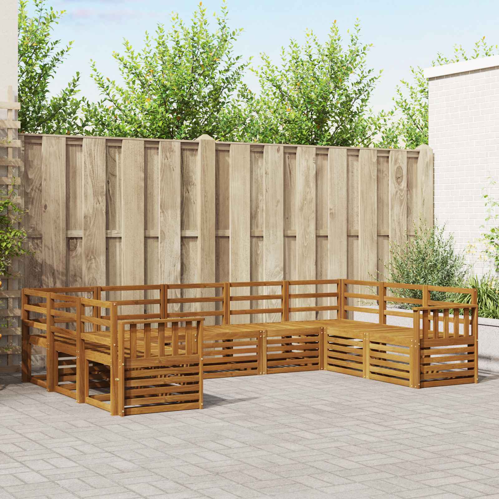 Outdoor-Sofagarnitur 9 stk. Natur