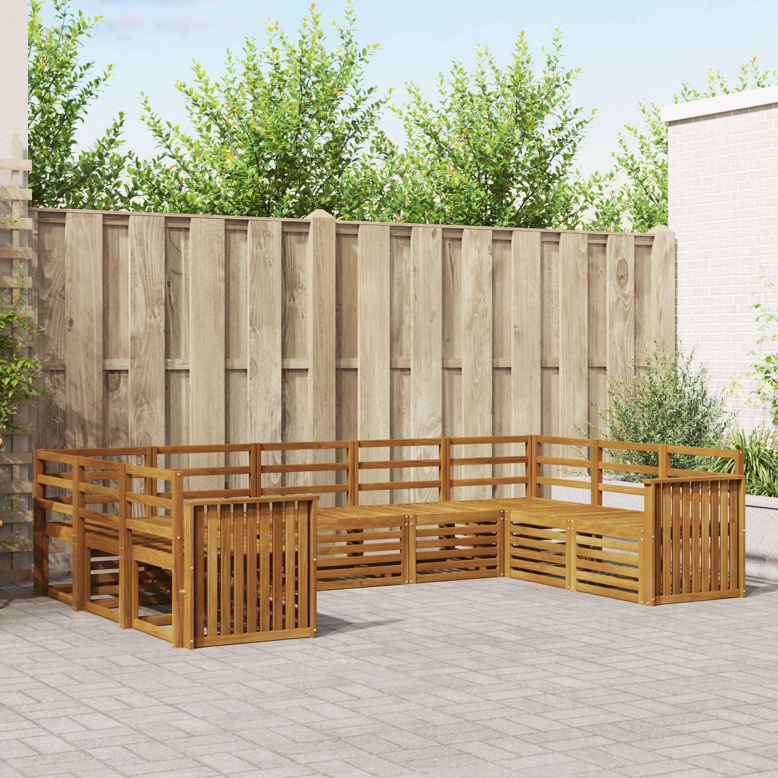 Outdoor-Sofagarnitur 9 stk. Natur